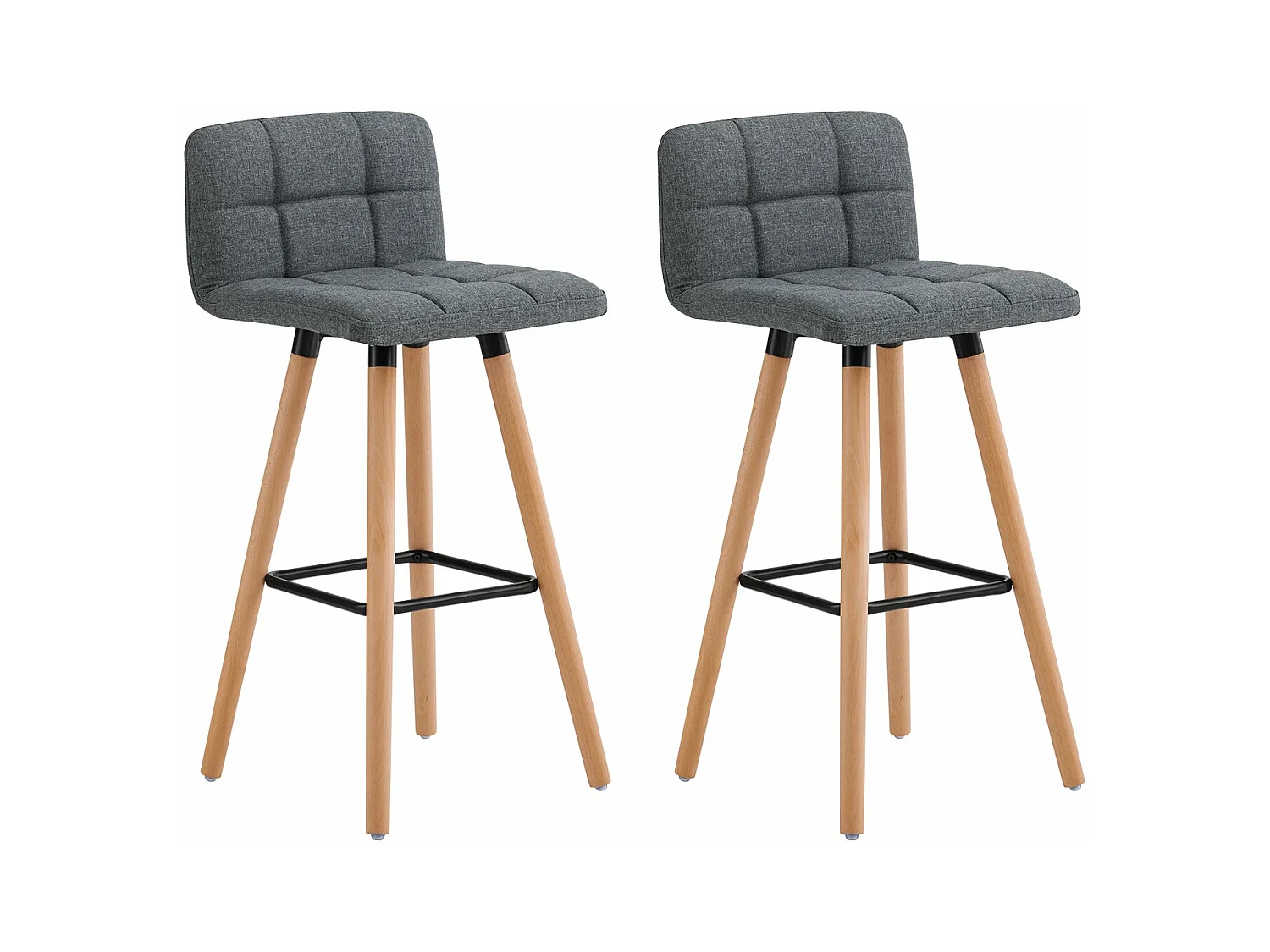 Lot de 2 Tabourets de Bar Cuisine Dossier Repose-Pieds Haute qualité, FST50-DGX2