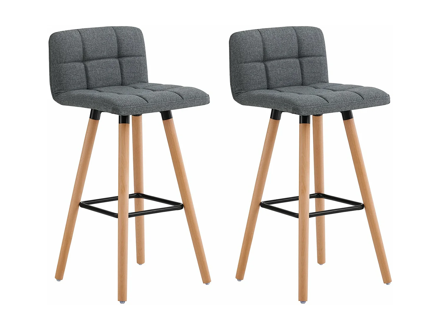 Lot de 2 Tabourets de Bar Cuisine Dossier Repose-Pieds Haute qualité, FST50-DGX2