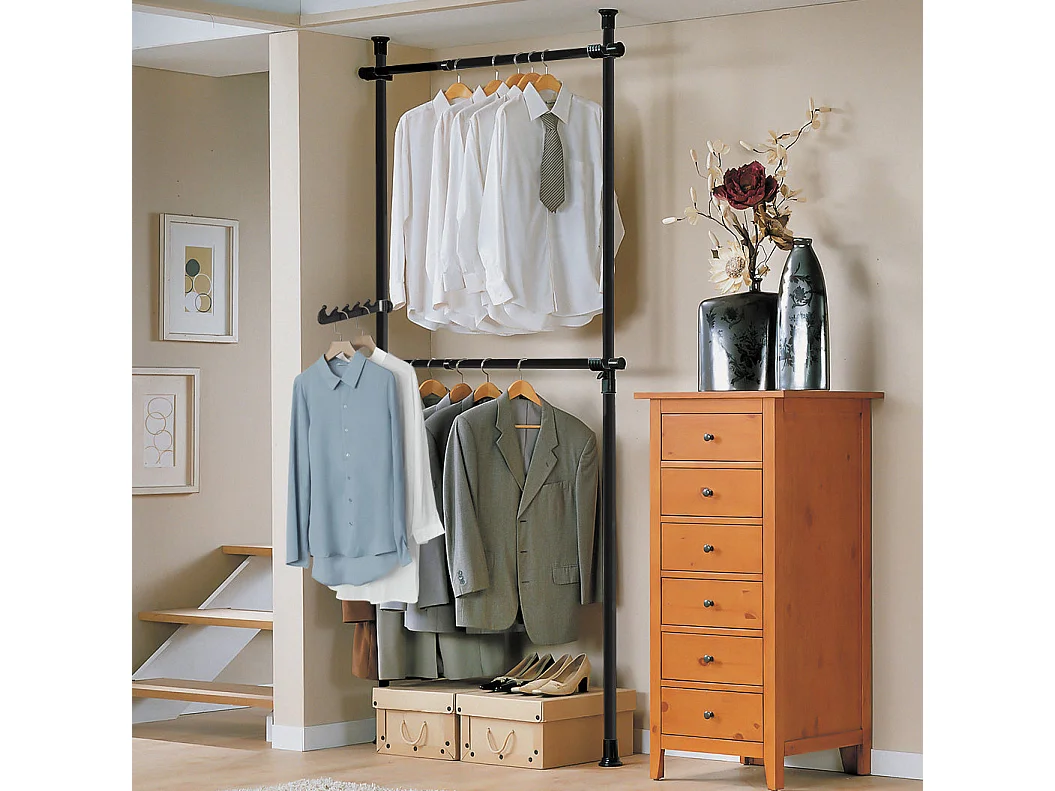 Garderoba z 2 drążkami teleskopowymi FRG109-SCH