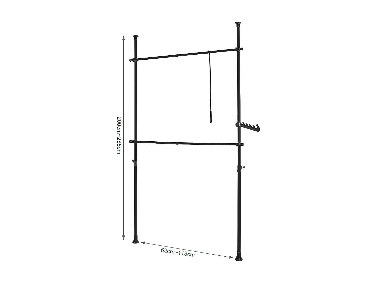 Garderoba z 2 drążkami teleskopowymi FRG109-SCH
