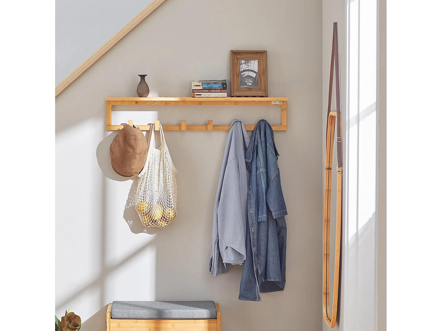 Wandgarderobe FHK06-N 90 x 17 x 13 cm Natur