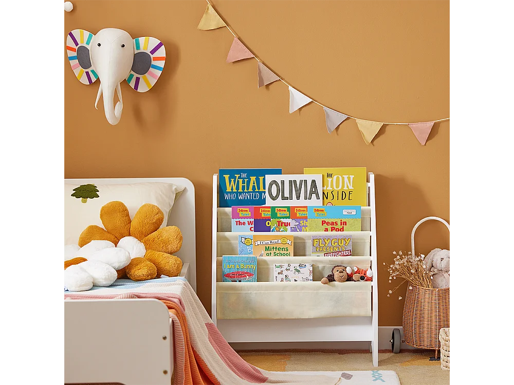 SoBuy FRG225-W Boekenplank voor kinderen Kinderboekenrek Hangrek Bboekenrek krantenrek