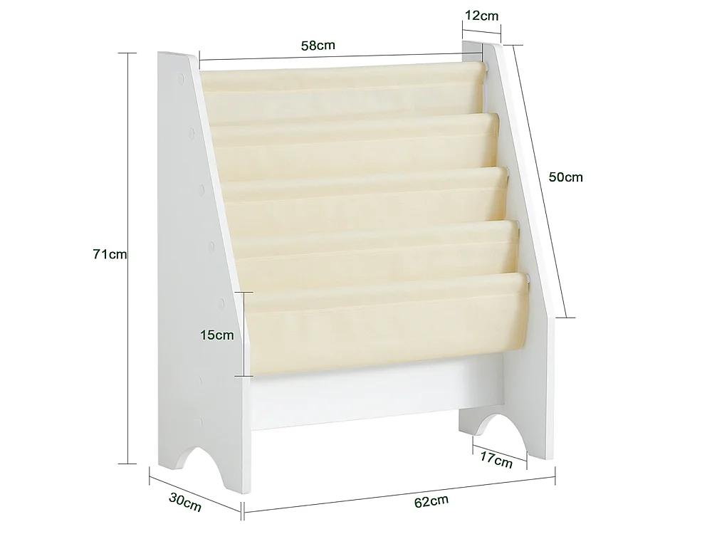 SoBuy FRG225-W Boekenplank voor kinderen Kinderboekenrek Hangrek Bboekenrek krantenrek