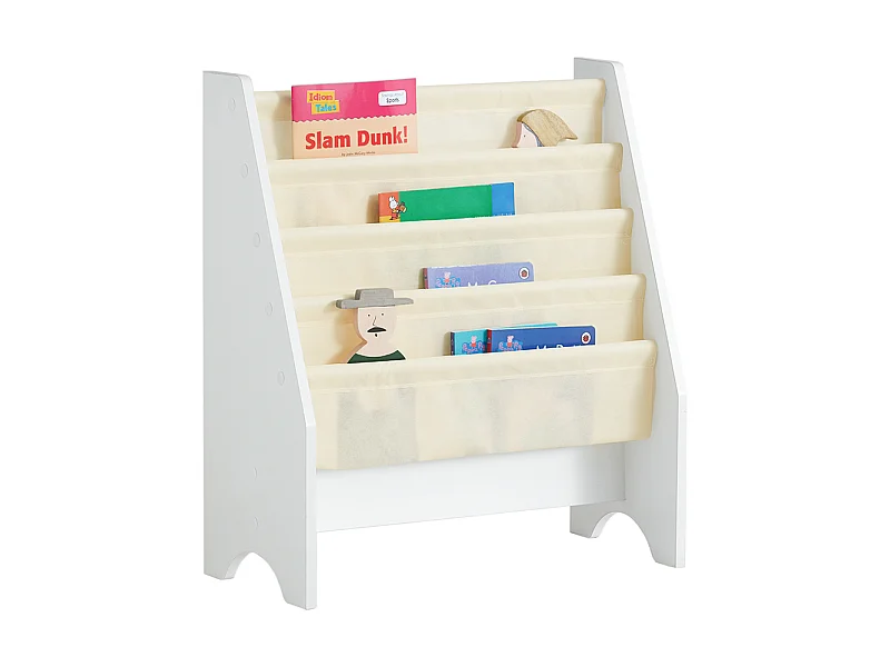 Bibliothèque Étagère à Livres pour Enfants Porte-revues 4 Compartiments, FRG225-W