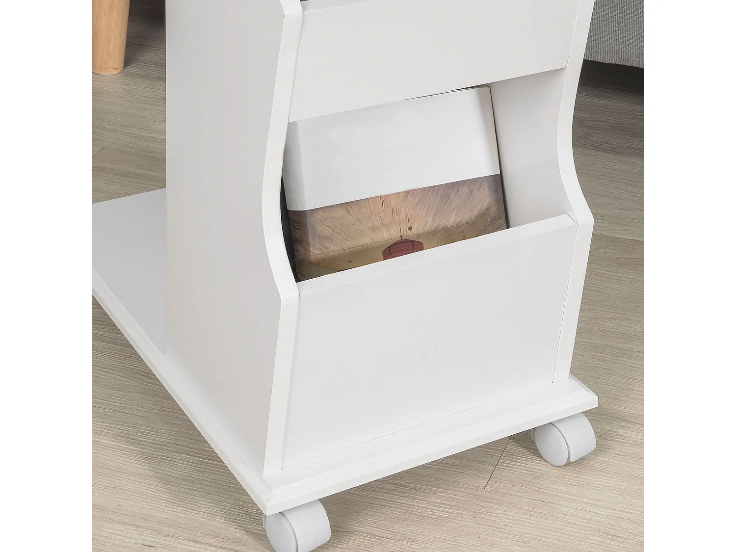 Mesa Auxiliar con 2 Estantes, Consola,Mesita de Noche con Ruedas para iPad, Teléfono o Lampara FBT67-W  SoBuy ES