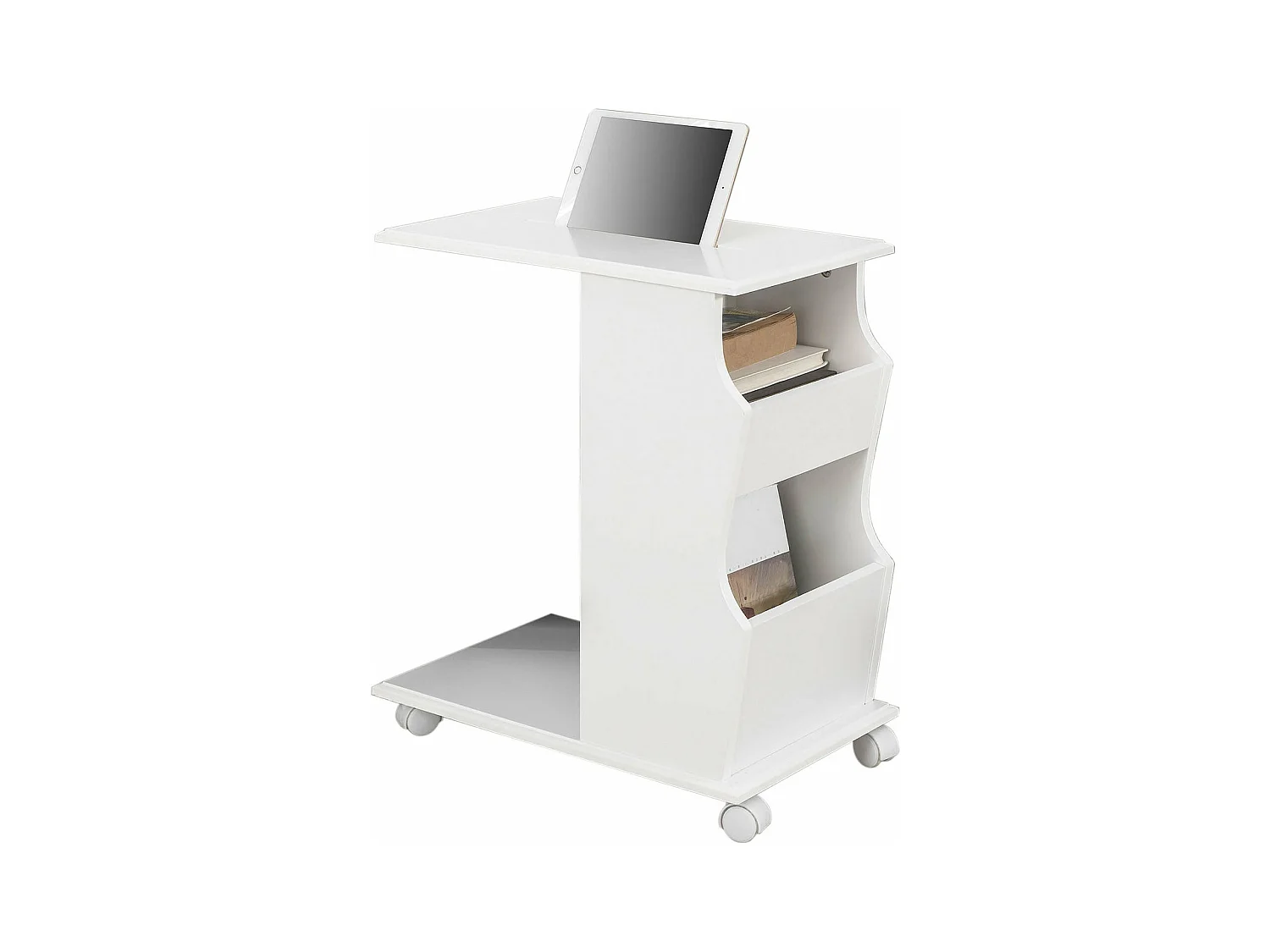 Table d’Appoint Bout de Canapé Moderne roulante avec 2 Compartiments, FBT67-W