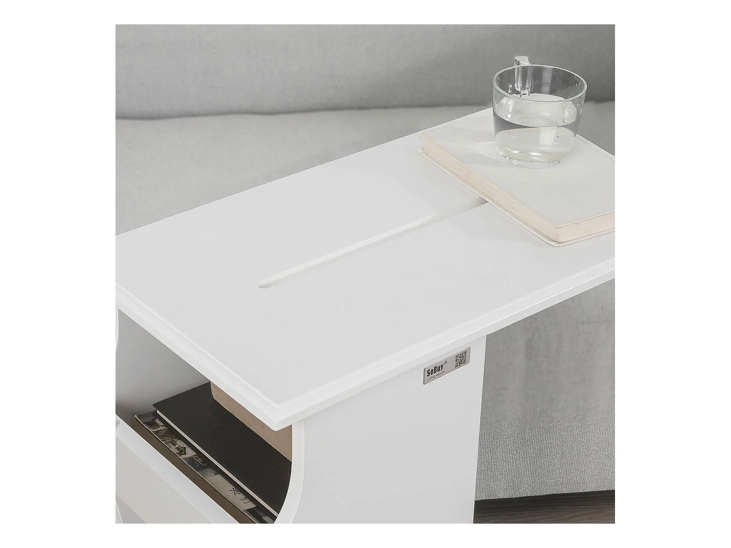 Table d’Appoint Bout de Canapé Moderne roulante avec 2 Compartiments, FBT67-W