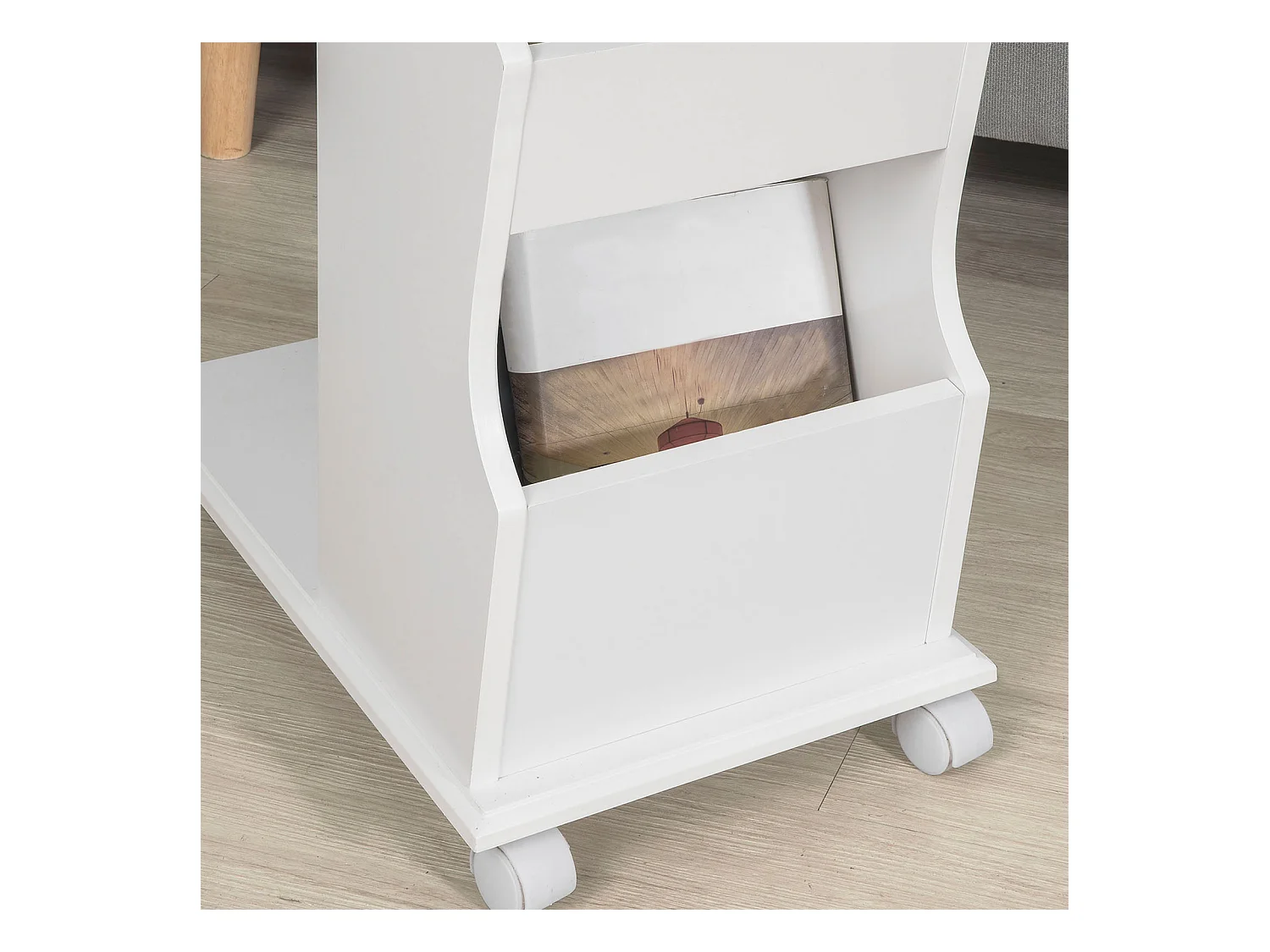 Table d’Appoint Bout de Canapé Moderne roulante avec 2 Compartiments, FBT67-W