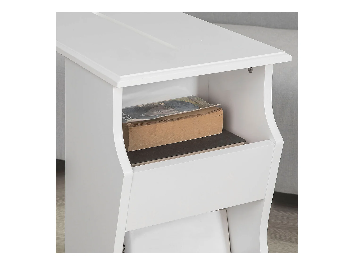 Table d’Appoint Bout de Canapé Moderne roulante avec 2 Compartiments, FBT67-W