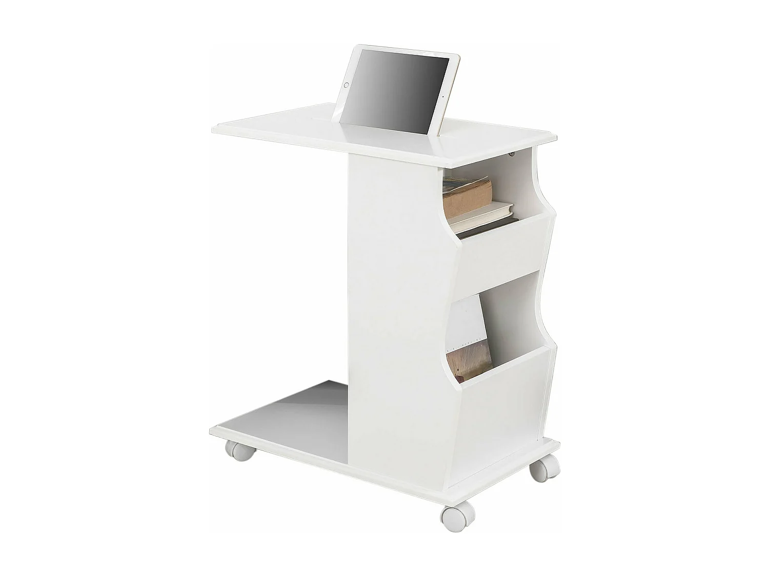 SoBuy FBT67-W Bijzettafel met gleuf voor iPad Koffietafel Laptoptafel Salontafel - Wit