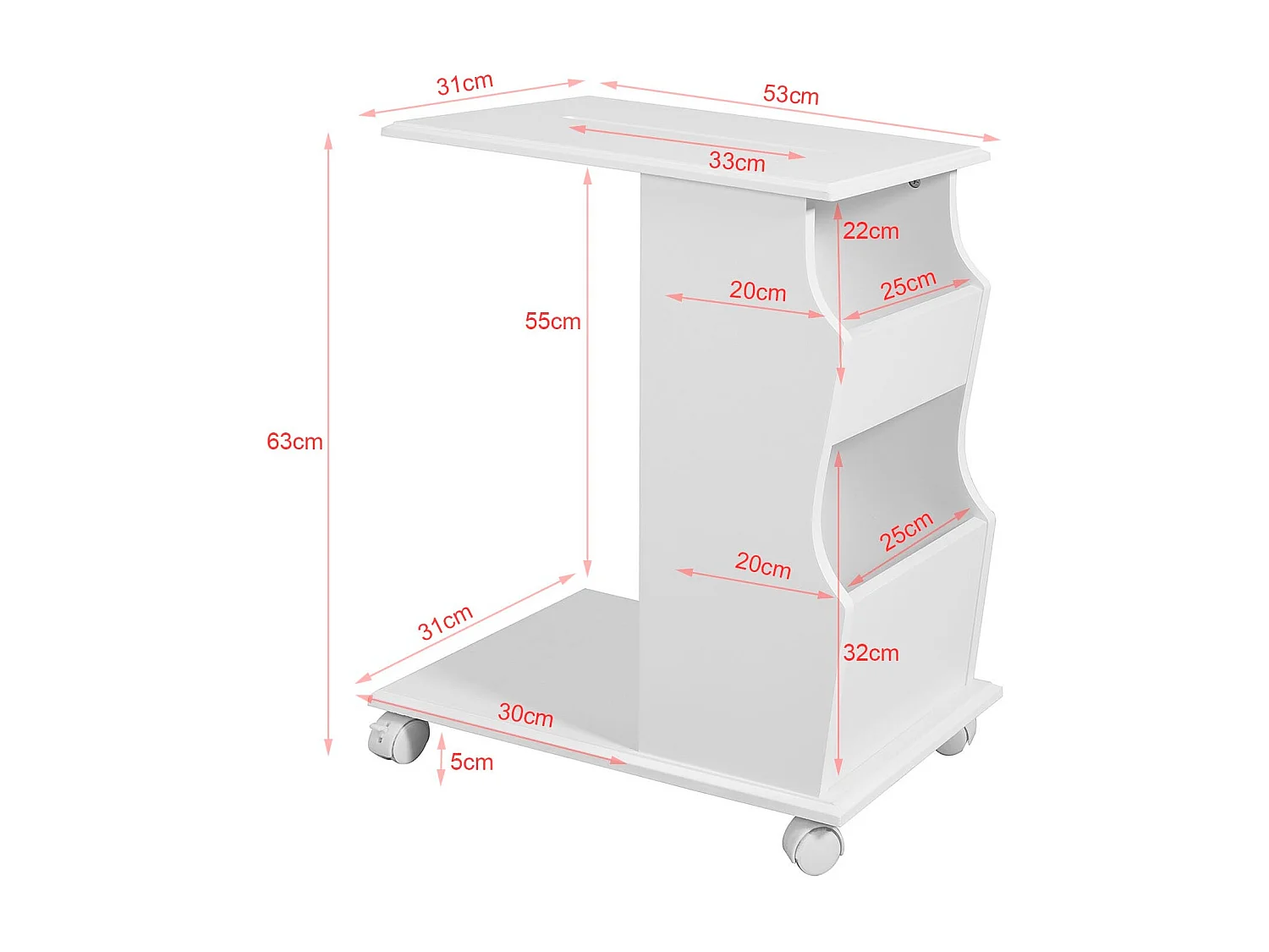 SoBuy FBT67-W Bijzettafel met gleuf voor iPad Koffietafel Laptoptafel Salontafel - Wit