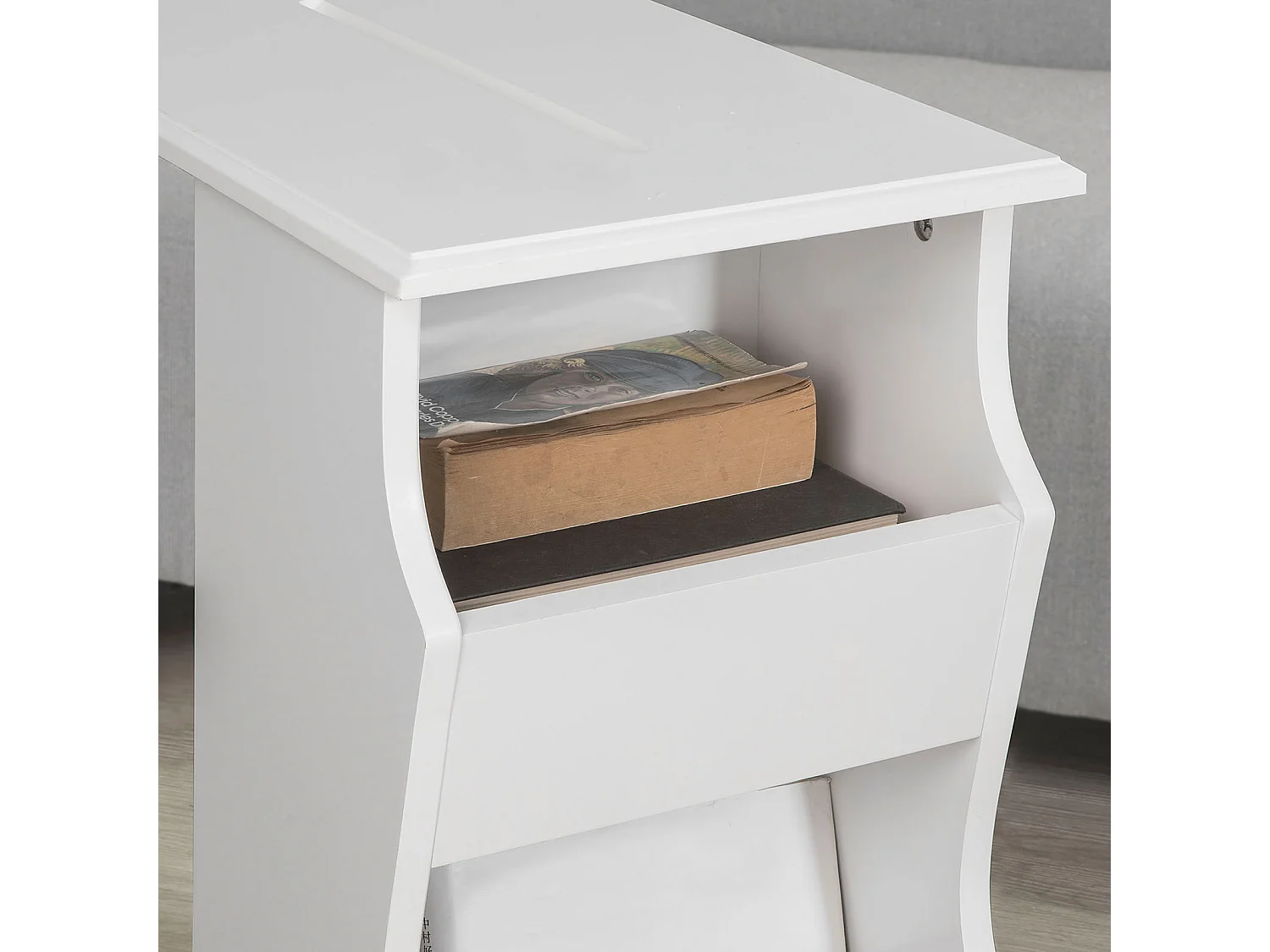 SoBuy FBT67-W Bijzettafel met gleuf voor iPad Koffietafel Laptoptafel Salontafel - Wit