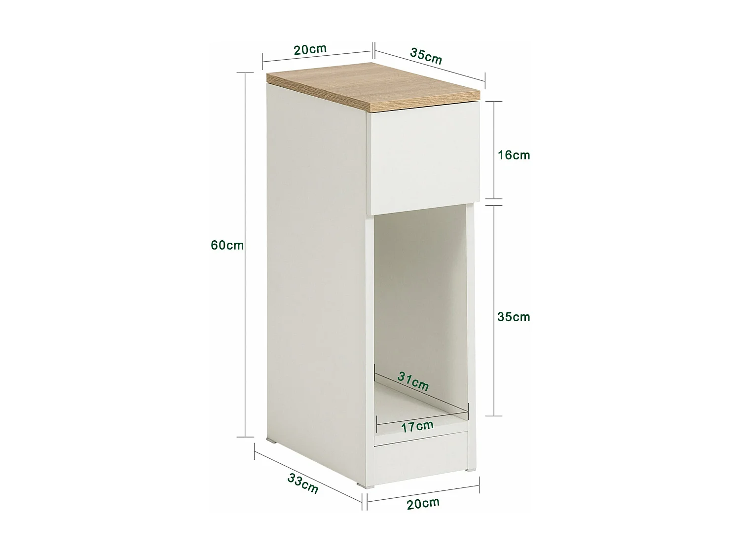Nachttisch FBT111-WN 20 x 60 x 35 cm Weiß