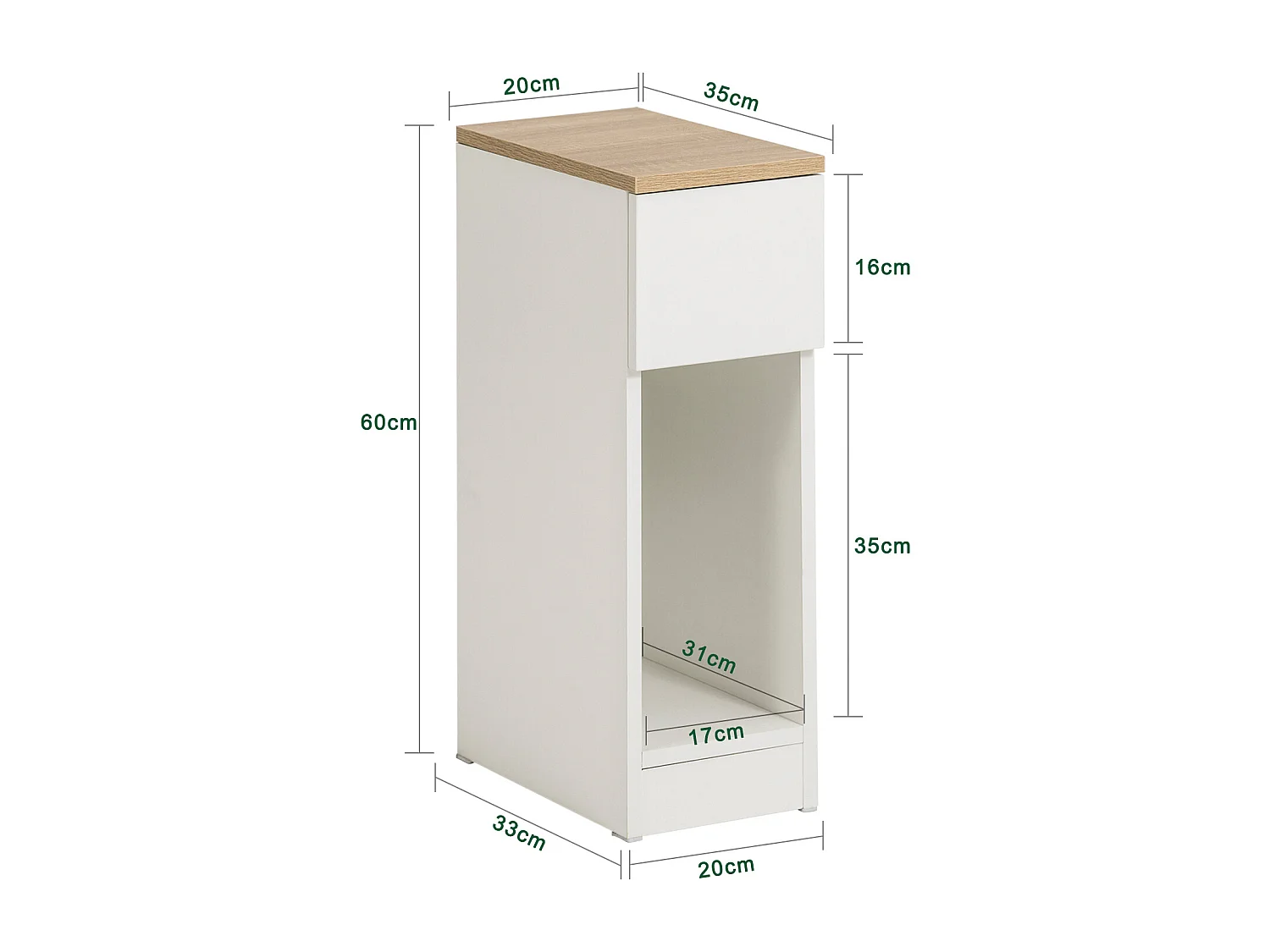 Nachttisch FBT111-WN 20 x 60 x 35 cm Weiß