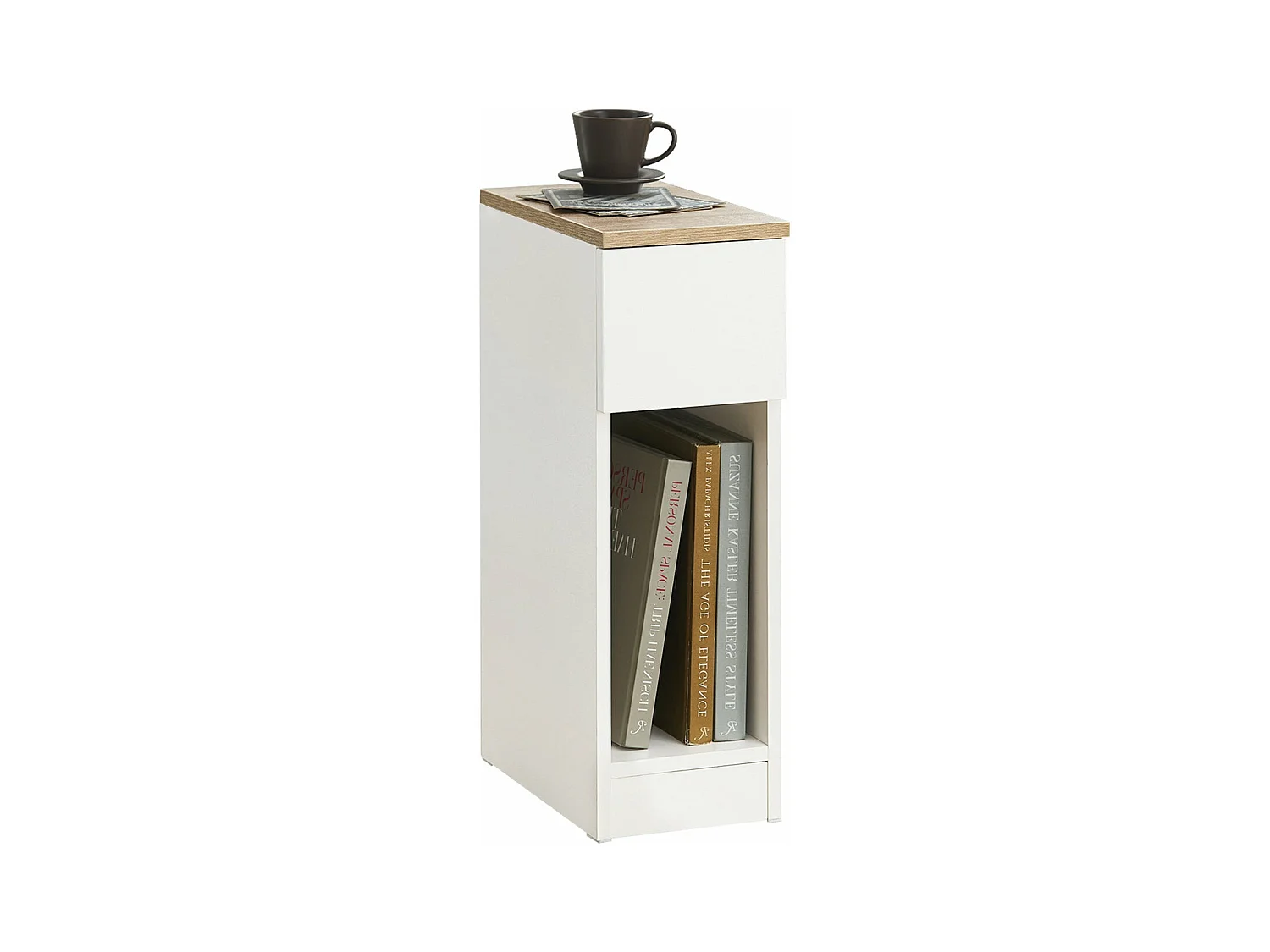 Table de Chevet Table de Nuit Bout de Canapé Table d'Appoint Table Basse avec Tiroir, FBT111-WN
