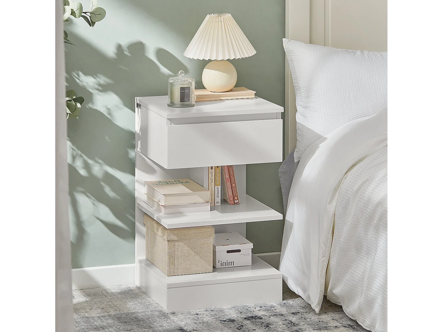 Tavolino da divano tavolino da soggiorno Comodini letto con cassetto SoBuy Bianco FBT49-W