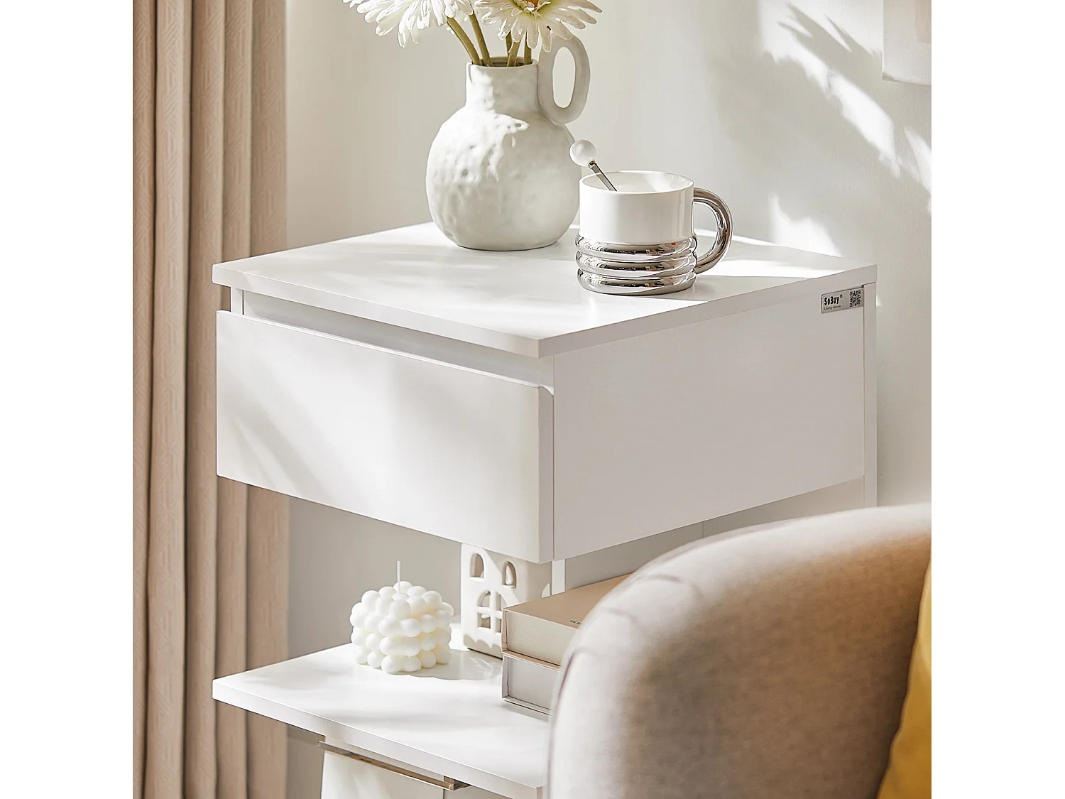 Tavolino da divano tavolino da soggiorno Comodini letto con cassetto SoBuy Bianco FBT49-W