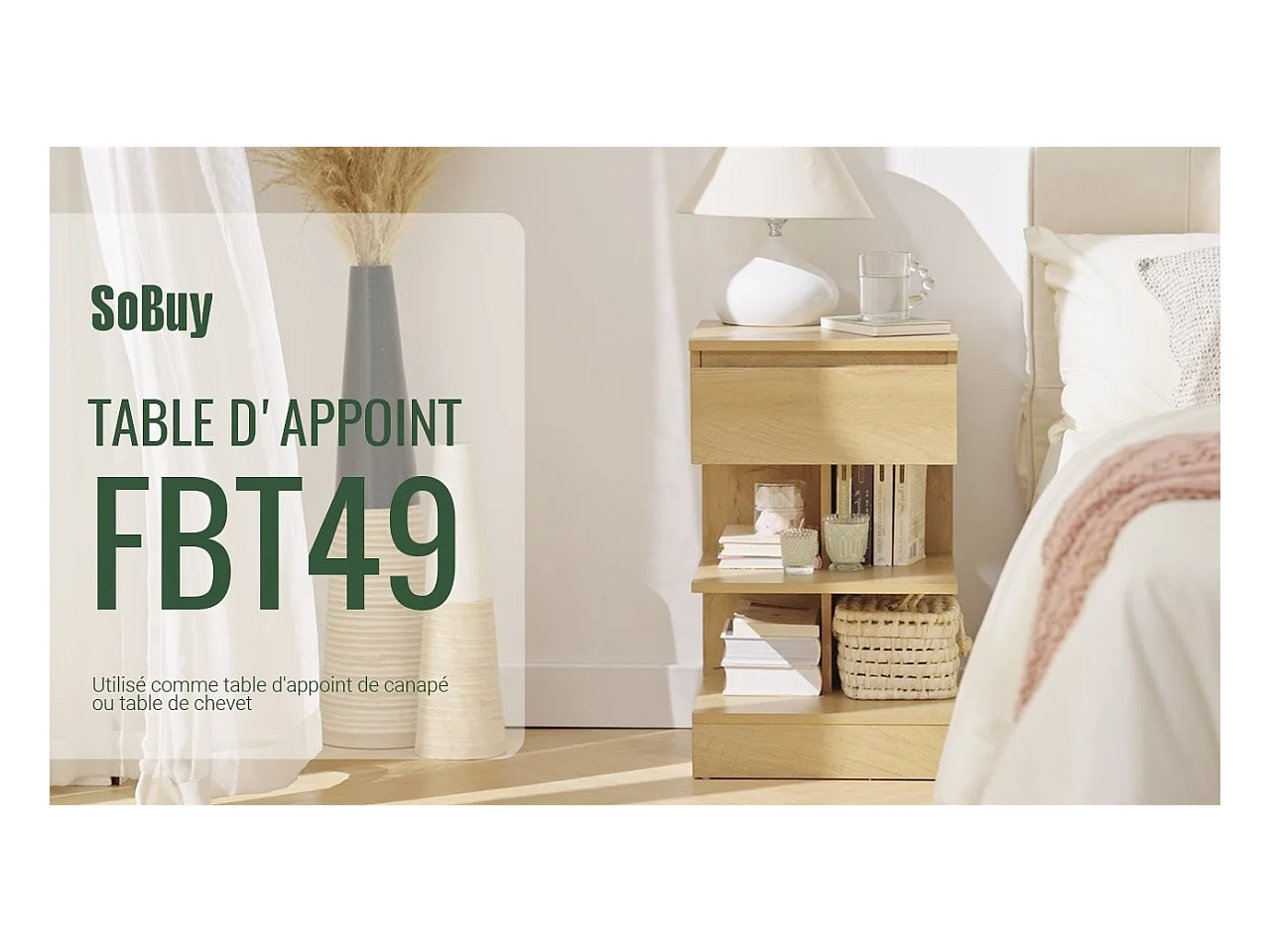 Stolik nocny z szufladą FBT49-W