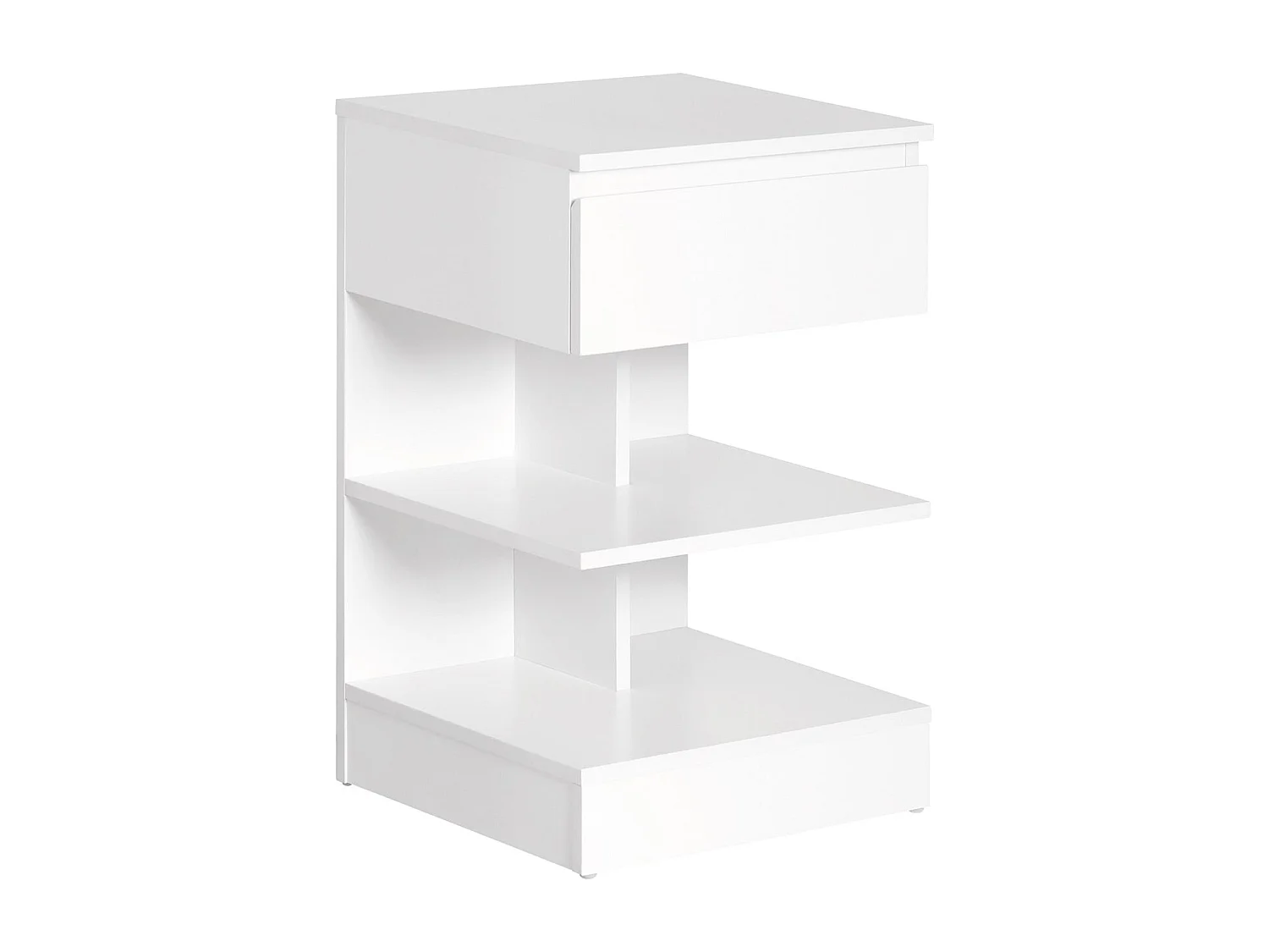 Bout de Canapé Table d’appoint Table de chevet avec 1 tiroir et 2 étagères, FBT49-W