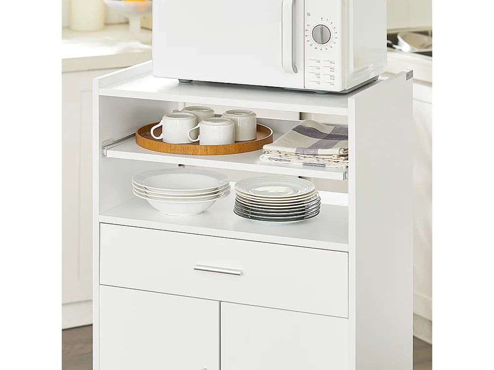 SoBuy FSB09-W keukenkast zwenkwielen Keukenwagen Rolkast Drankwagen Magnetronkast