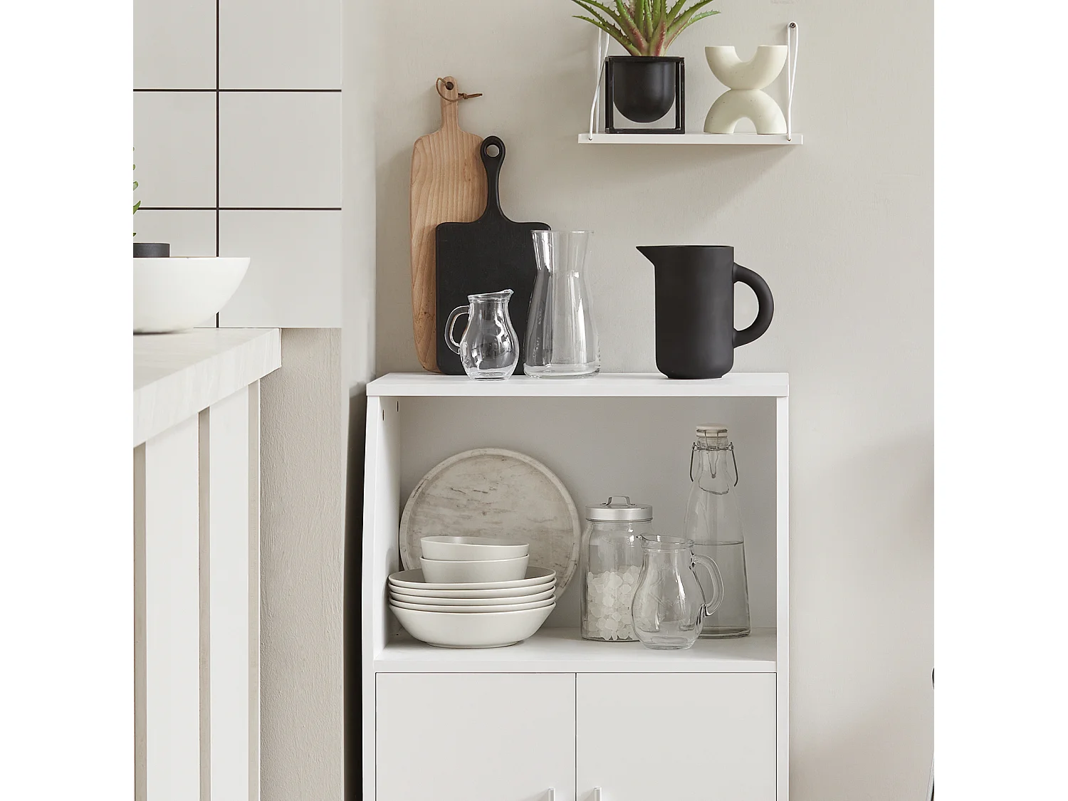 Desserte Micro-onde à Roulettes Meuble de Rangement Cuisine, FRG241-W