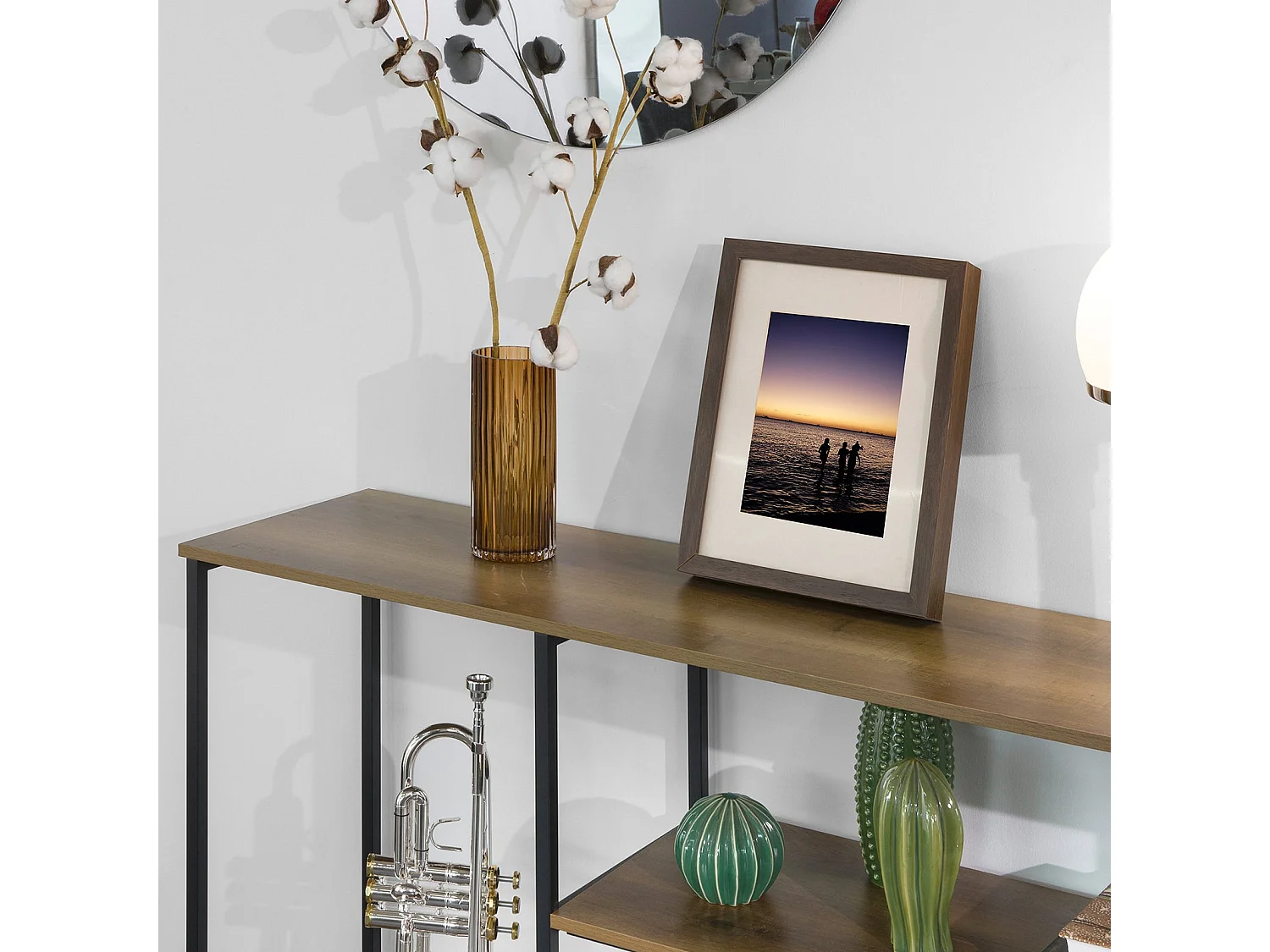 Table Console Bout de Canapé Table d'appoint avec 3 étagères de Rangement, FSB35-PF