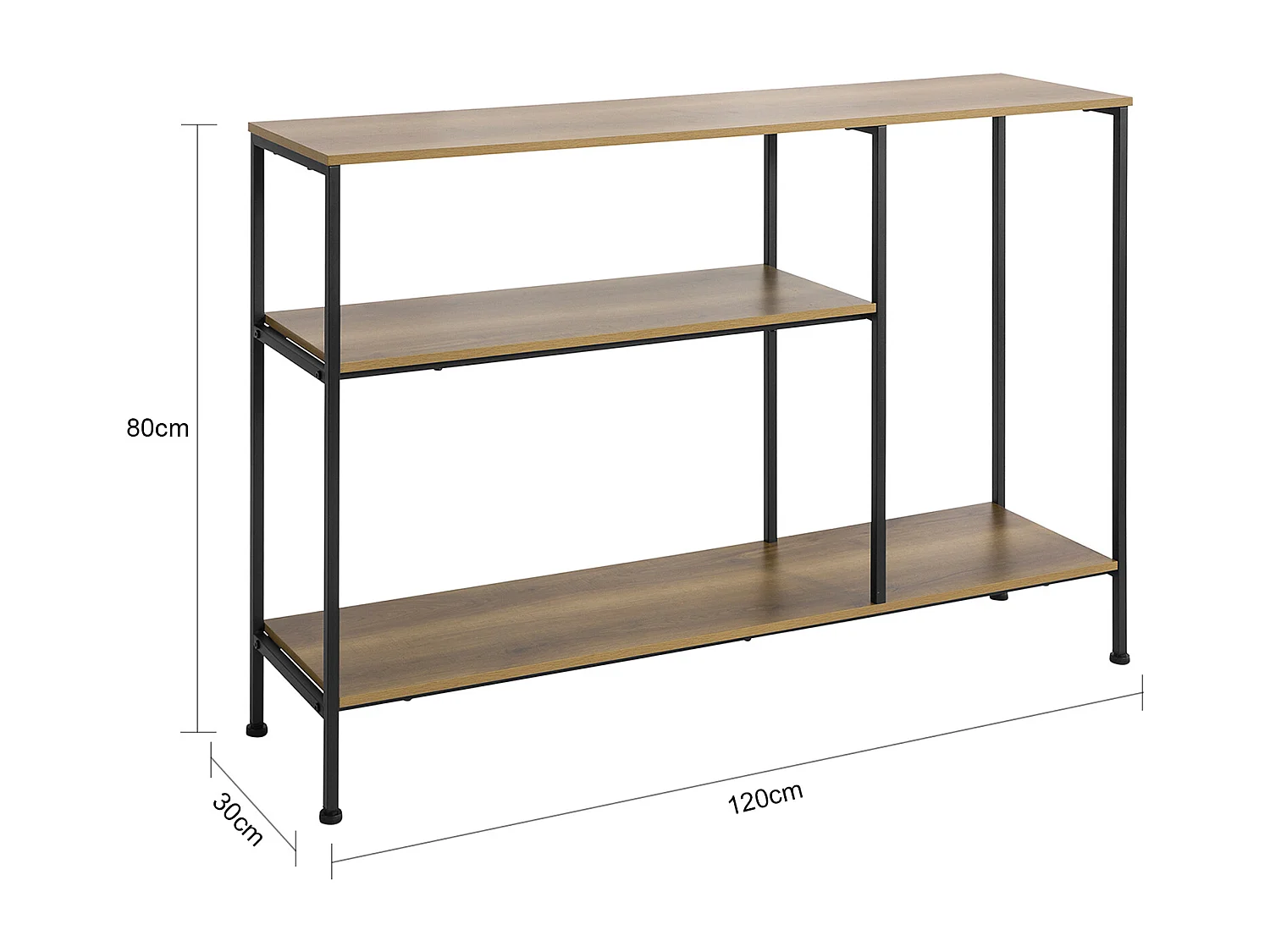 Table Console Bout de Canapé Table d'appoint avec 3 étagères de Rangement, FSB35-PF