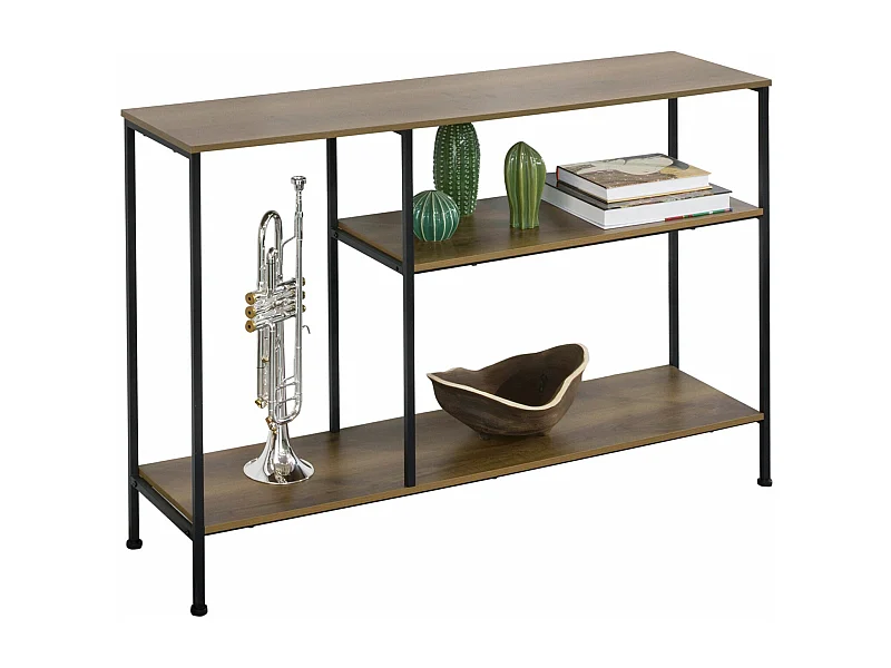 Table Console Bout de Canapé Table d'appoint avec 3 étagères de Rangement, FSB35-PF