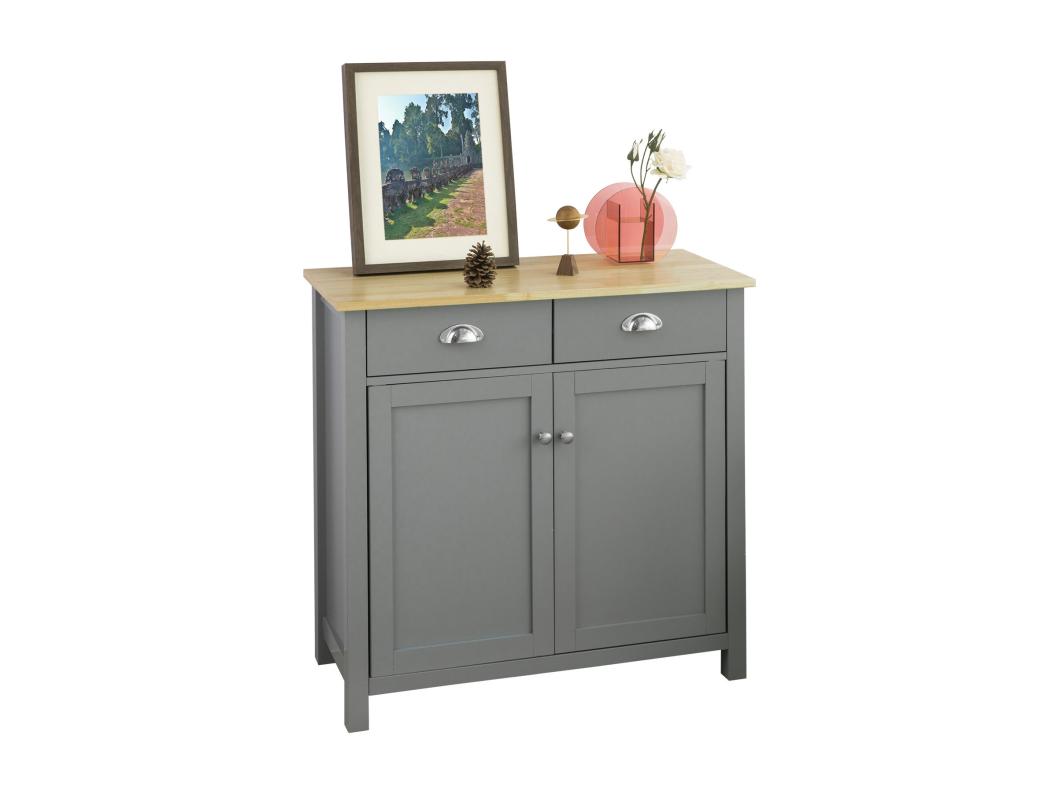 SoBuy FSB25-HG Dressoir Dressoir Opbergkast Console Tafel Opbergkast voor Entree Slaapkamer Woonkamer met 2 Lades en 2 Deuren - Lichtgrijs