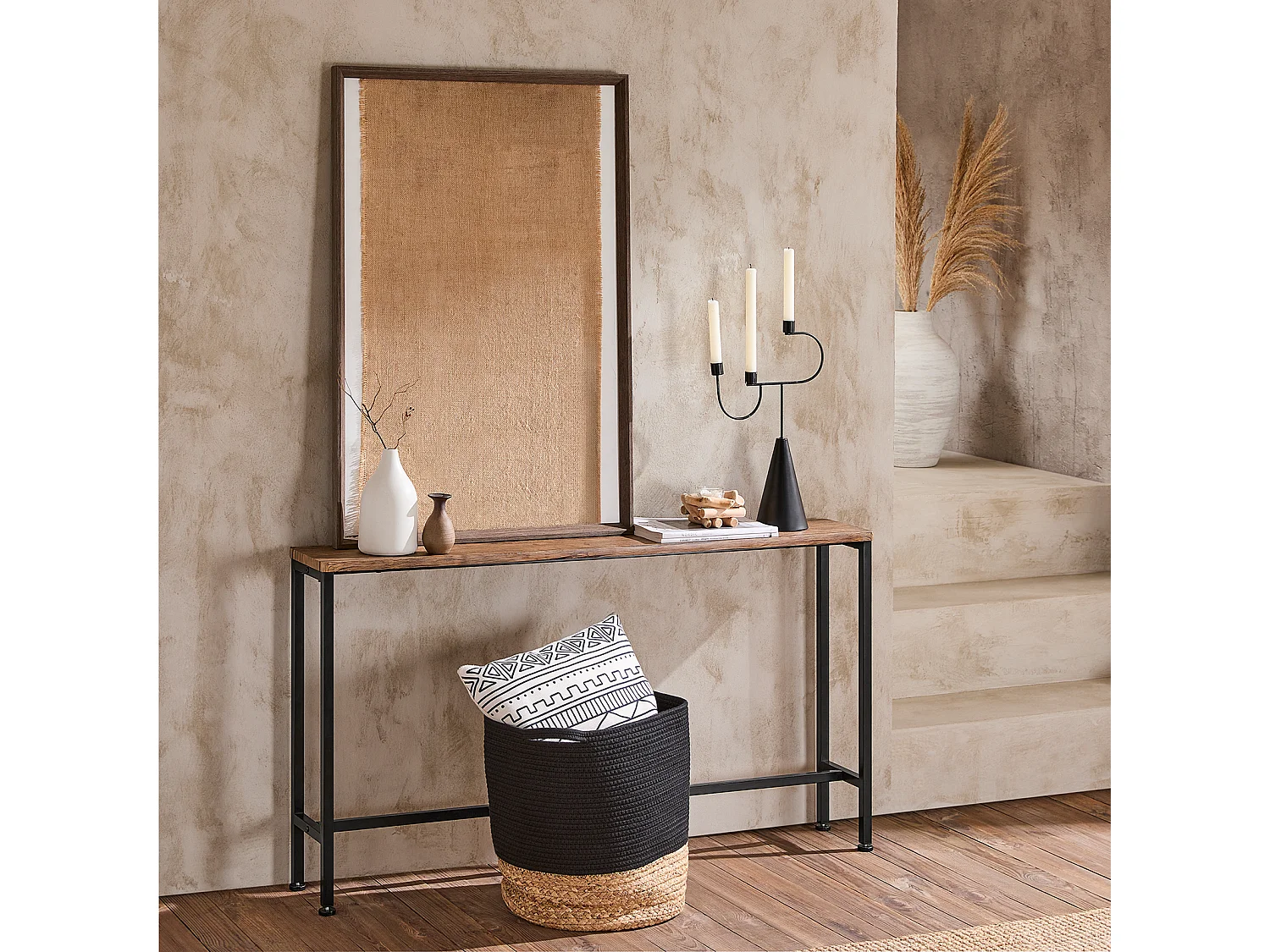 Table Console Table d'appoint Bout de canapé Table d'entrée Cadre et 4 Pieds en Fer, FSB19-N
