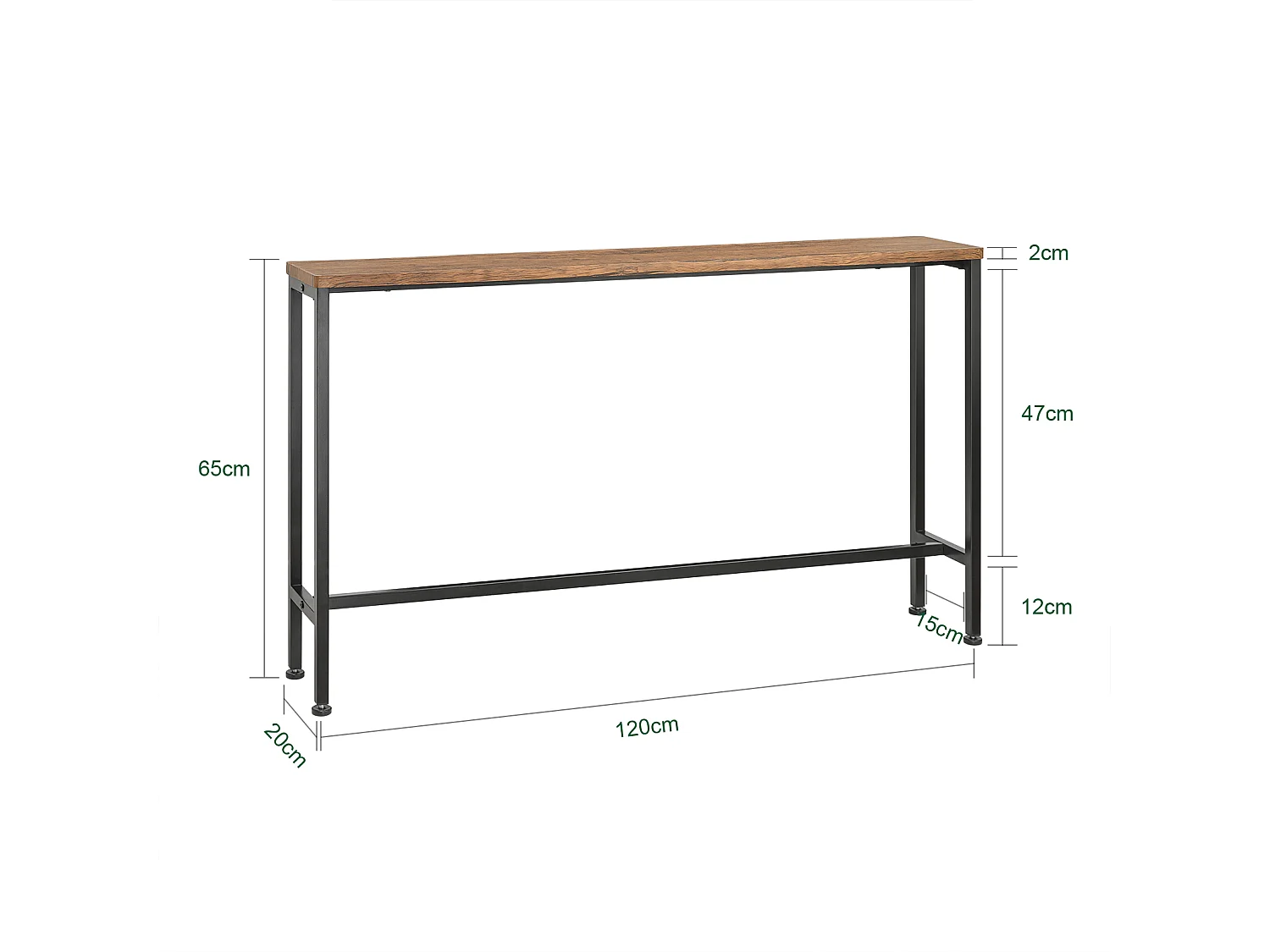 Table Console Table d'appoint Bout de canapé Table d'entrée Cadre et 4 Pieds en Fer, FSB19-N