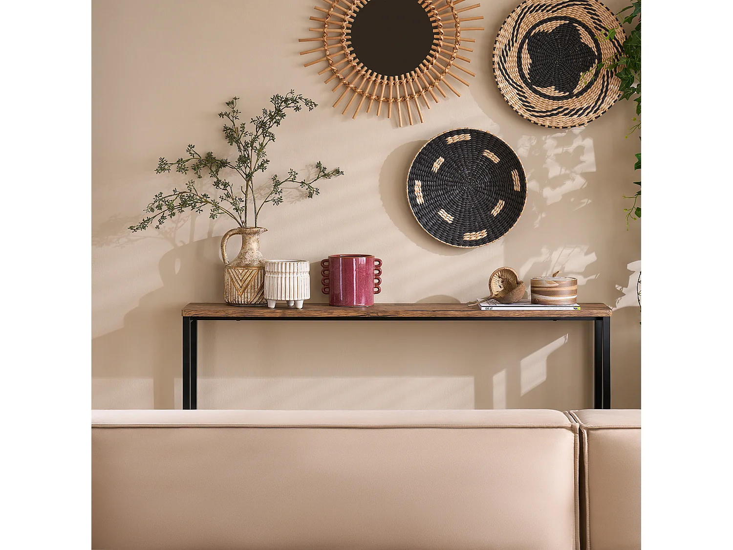 Table Console Table d'appoint Bout de canapé Table d'entrée Cadre et 4 Pieds en Fer, FSB19-N