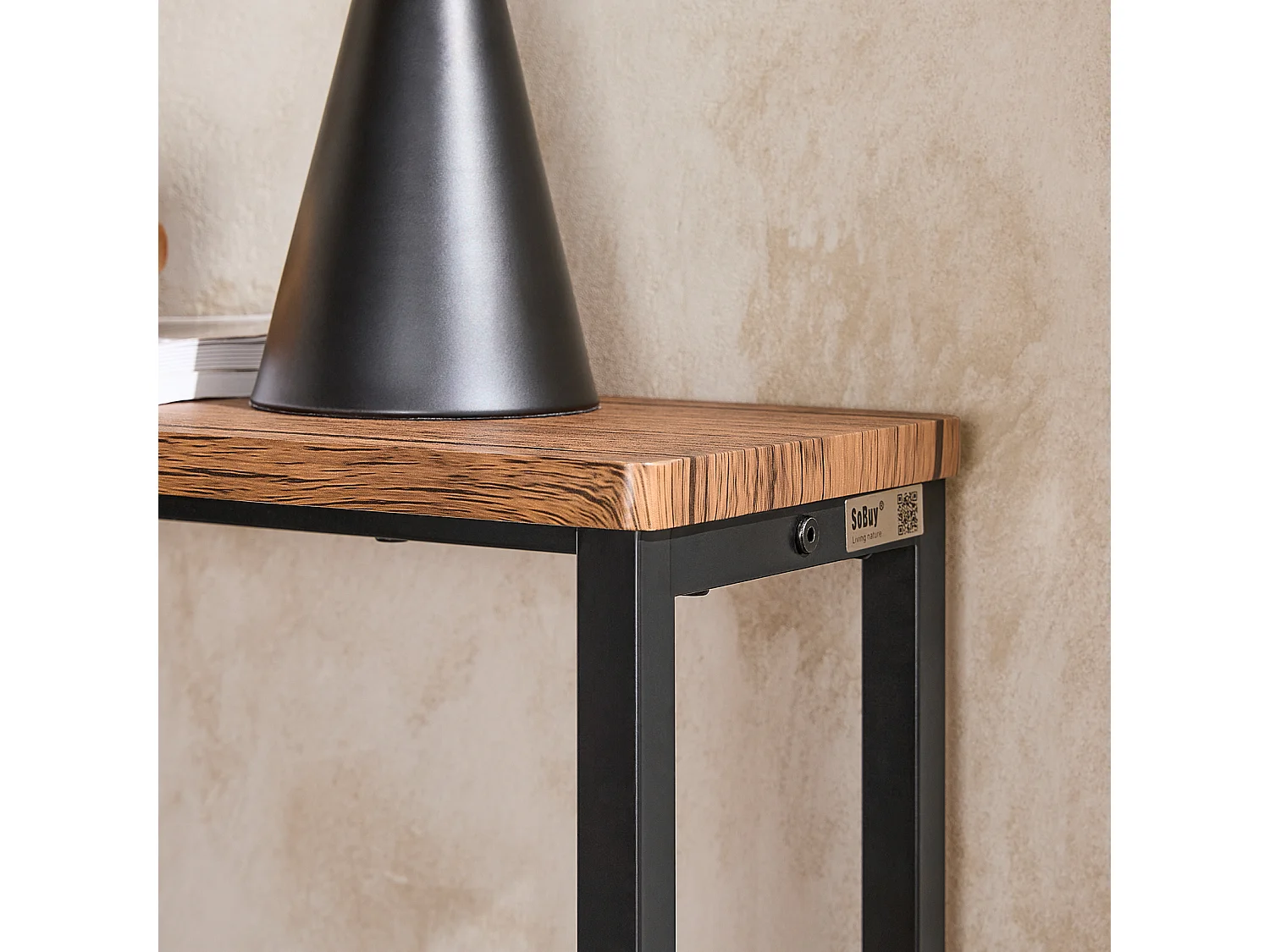 Table Console Table d'appoint Bout de canapé Table d'entrée Cadre et 4 Pieds en Fer, FSB19-N