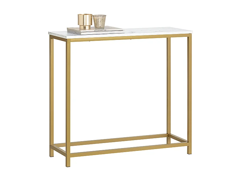 Table Console Table d'Appoint Bout de Canapé Table d’Entrée Effet Marbre Cadre, FSB29-G