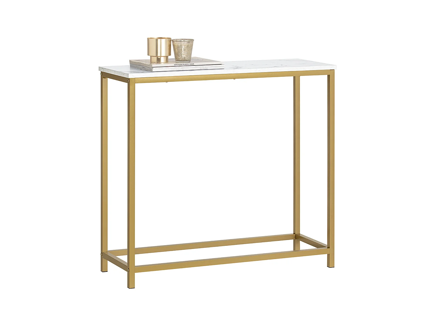 Table Console Table d'Appoint Bout de Canapé Table d’Entrée Effet Marbre Cadre, FSB29-G