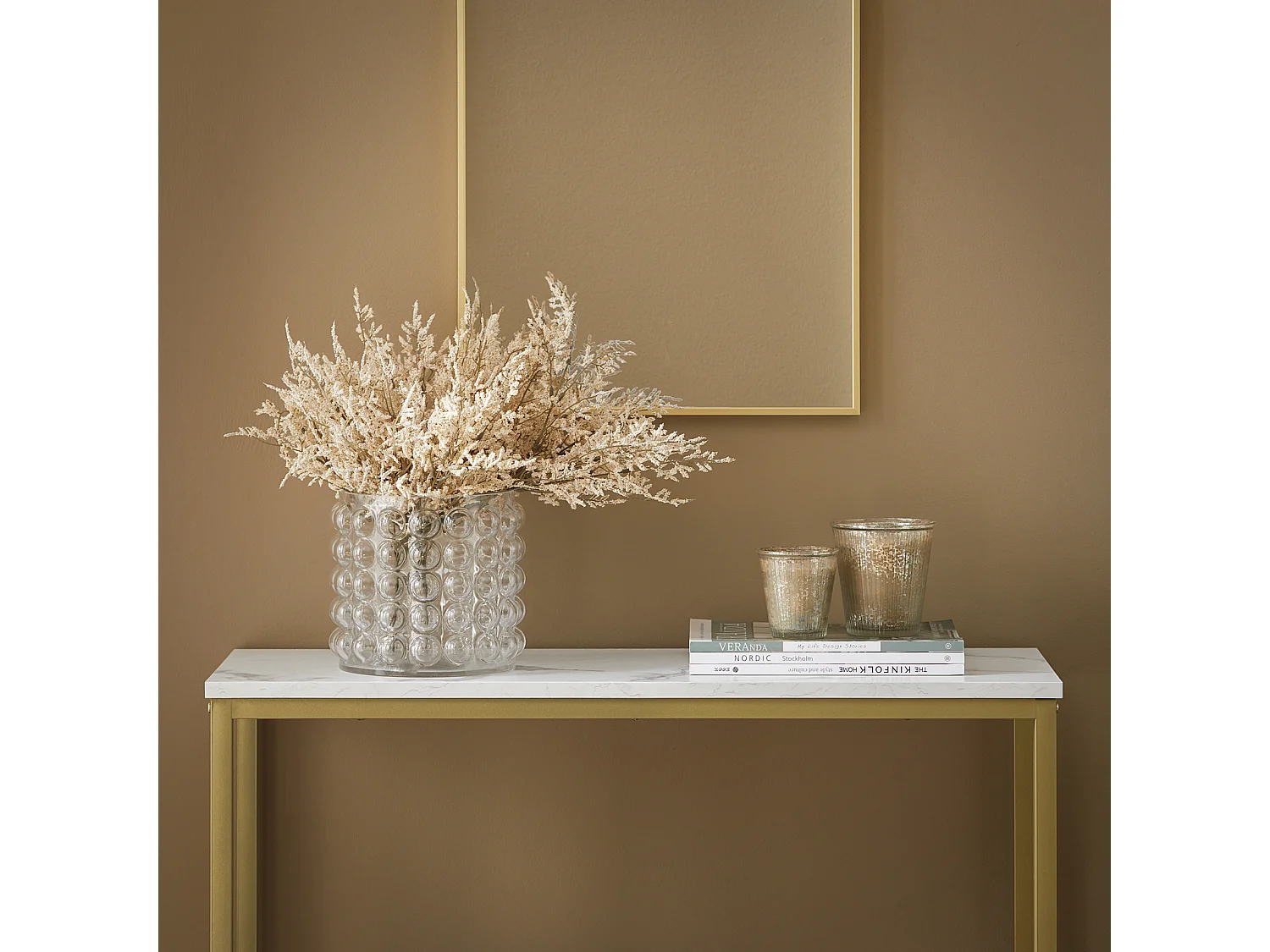 Table Console Table d'Appoint Bout de Canapé Table d’Entrée Effet Marbre Cadre, FSB29-G