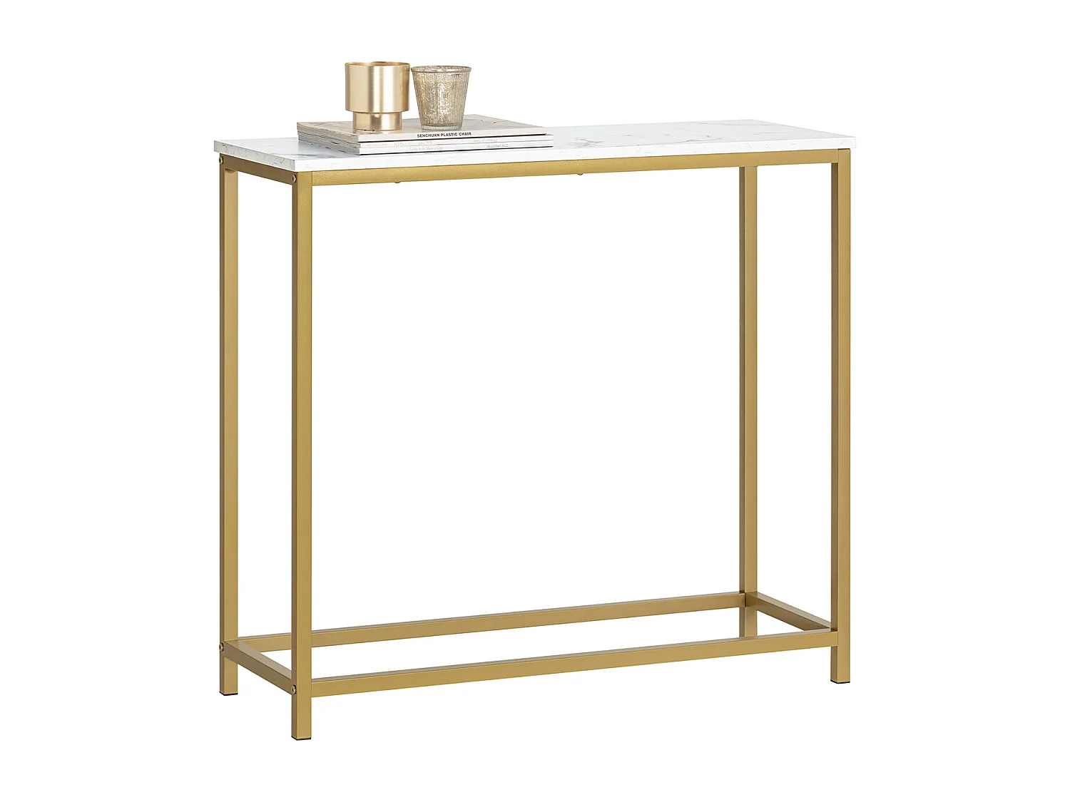 Table Console Table d'Appoint Bout de Canapé Table d’Entrée Effet Marbre Cadre, FSB29-G
