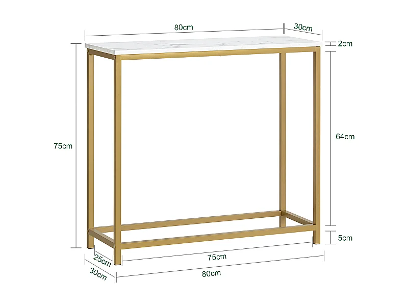 Table Console Table d'Appoint Bout de Canapé Table d’Entrée Effet Marbre Cadre, FSB29-G
