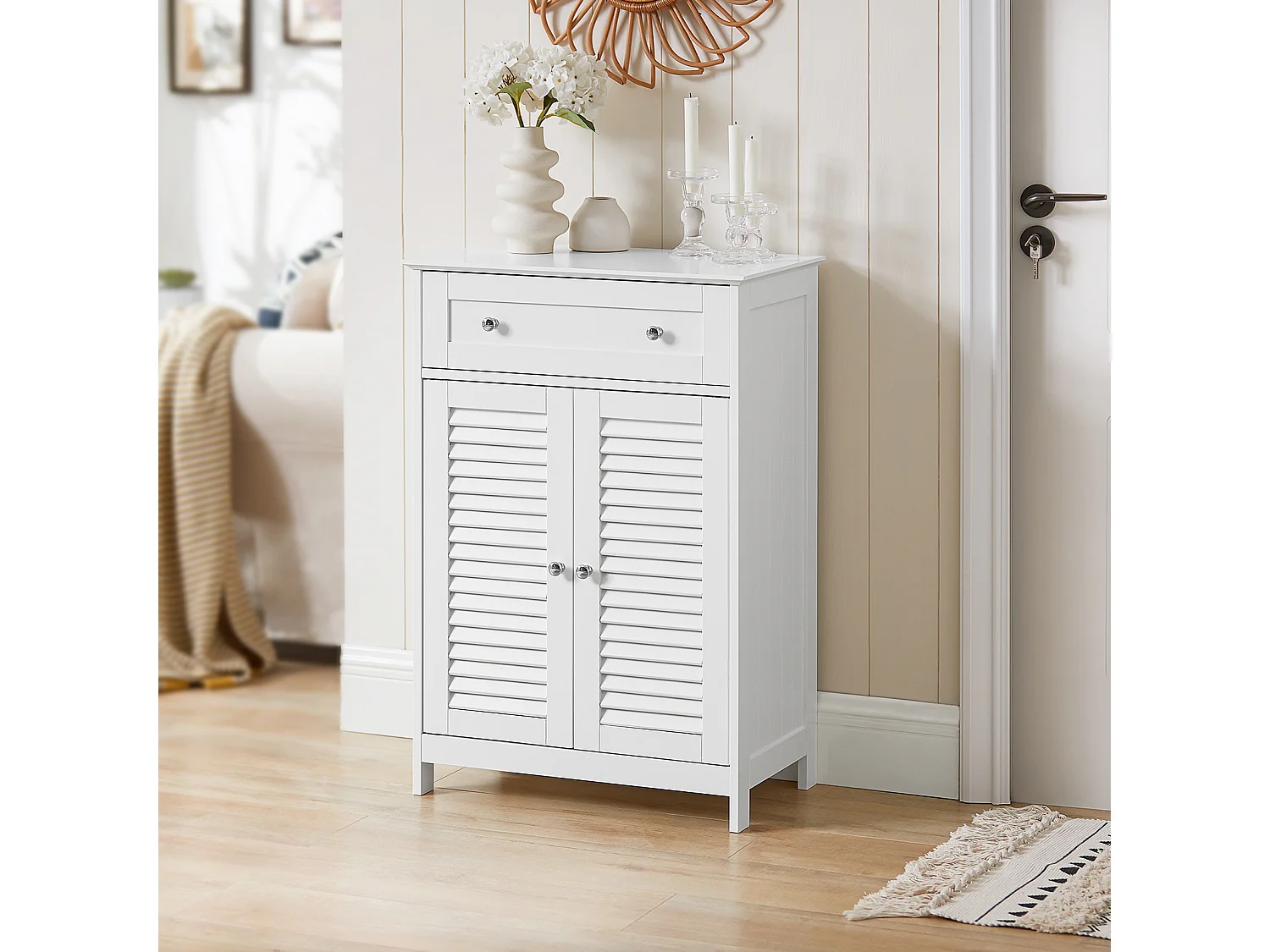 SoBuy FRG238-W Badkamer Dressoir Badkamermeubel Kolomkast Badkamerkast - MDF - Wit