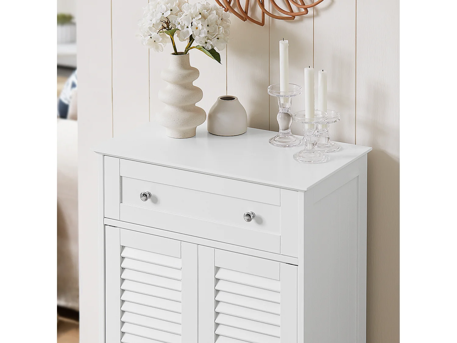 SoBuy FRG238-W Badkamer Dressoir Badkamermeubel Kolomkast Badkamerkast - MDF - Wit