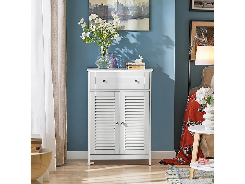 SoBuy FRG238-W Badkamer Dressoir Badkamermeubel Kolomkast Badkamerkast - MDF - Wit