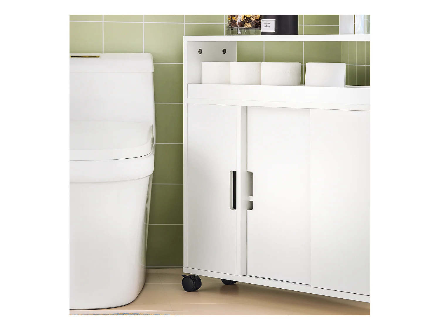 Meuble de Rangement Salle de Bain Armoire WC Meuble WC pour Papier, BZR02-W
