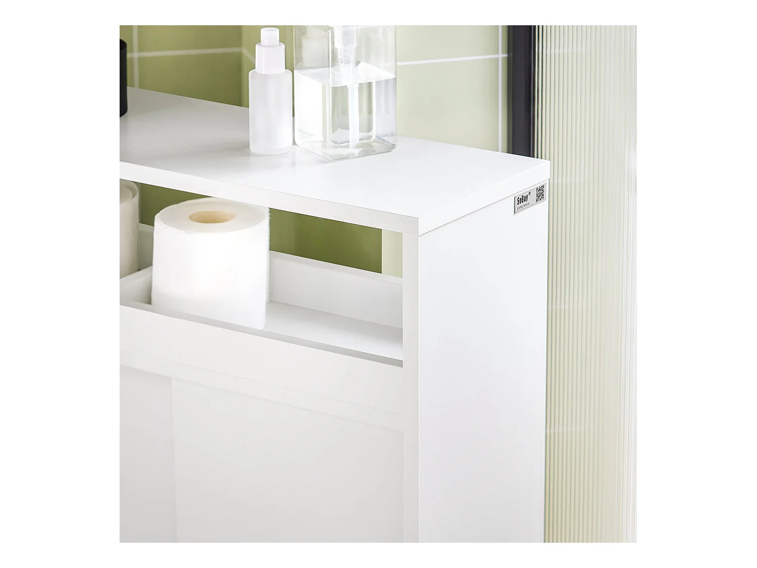 Meuble de Rangement Salle de Bain Armoire WC Meuble WC pour Papier, BZR02-W