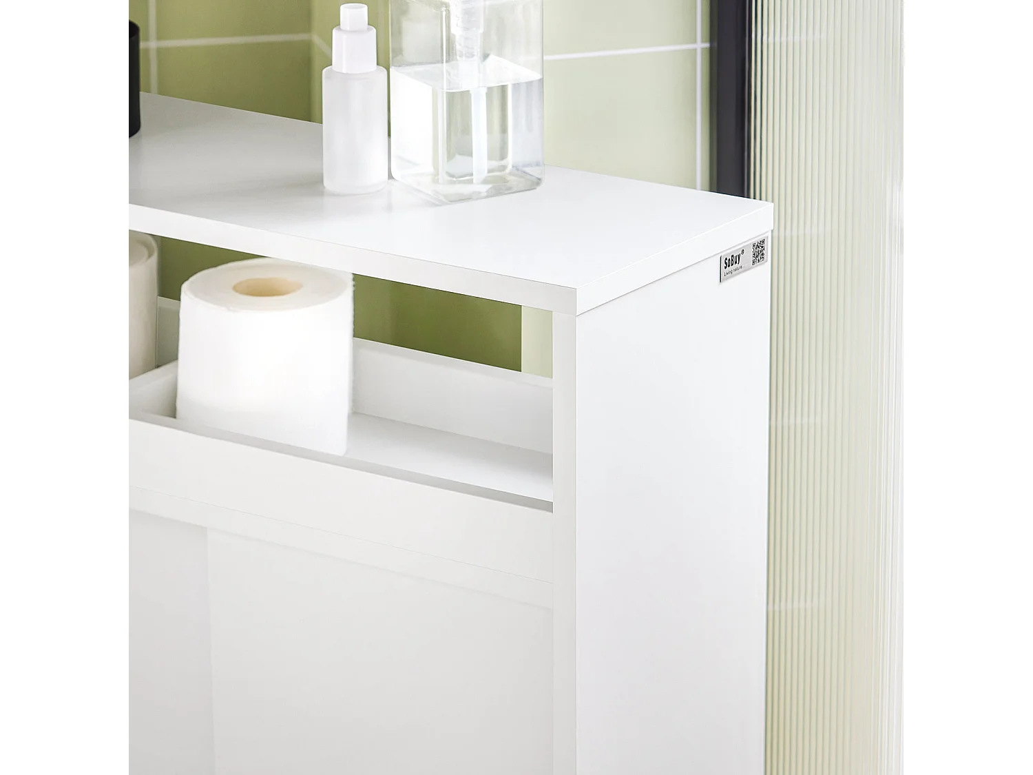 Meuble de Rangement Salle de Bain Armoire WC Meuble WC pour Papier, BZR02-W