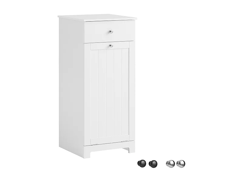 SoBuy BZR21-W Badkamerkast Opbergkist met Wasmand Laundry Hamper - Wit