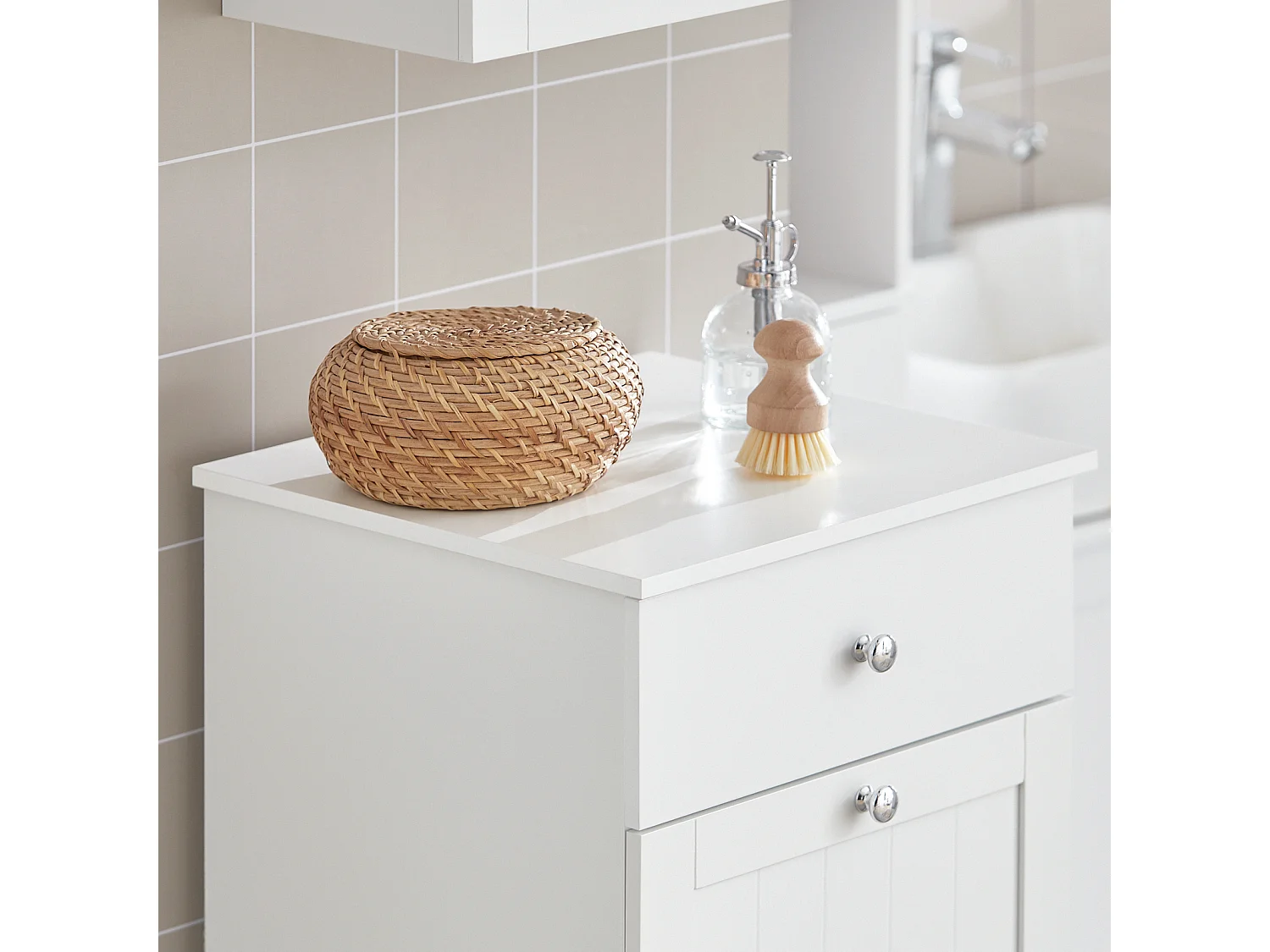 Wäscheschrank BZR21-W 40 x 90 x 38 cm Weiß