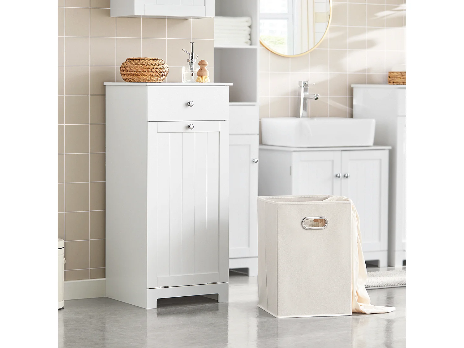 Wäscheschrank BZR21-W 40 x 90 x 38 cm Weiß