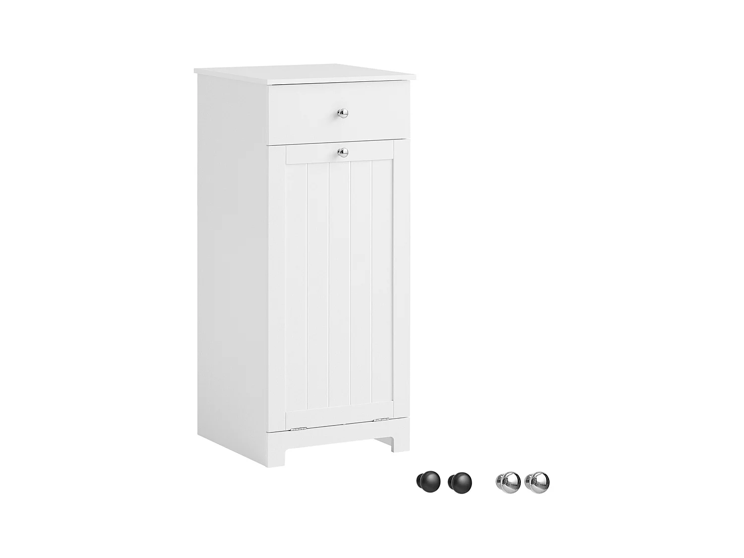 Meuble Bas de Salle de Bain Armoire Toilette avec 1 tiroir et 1 Panier à Linge, BZR21-W