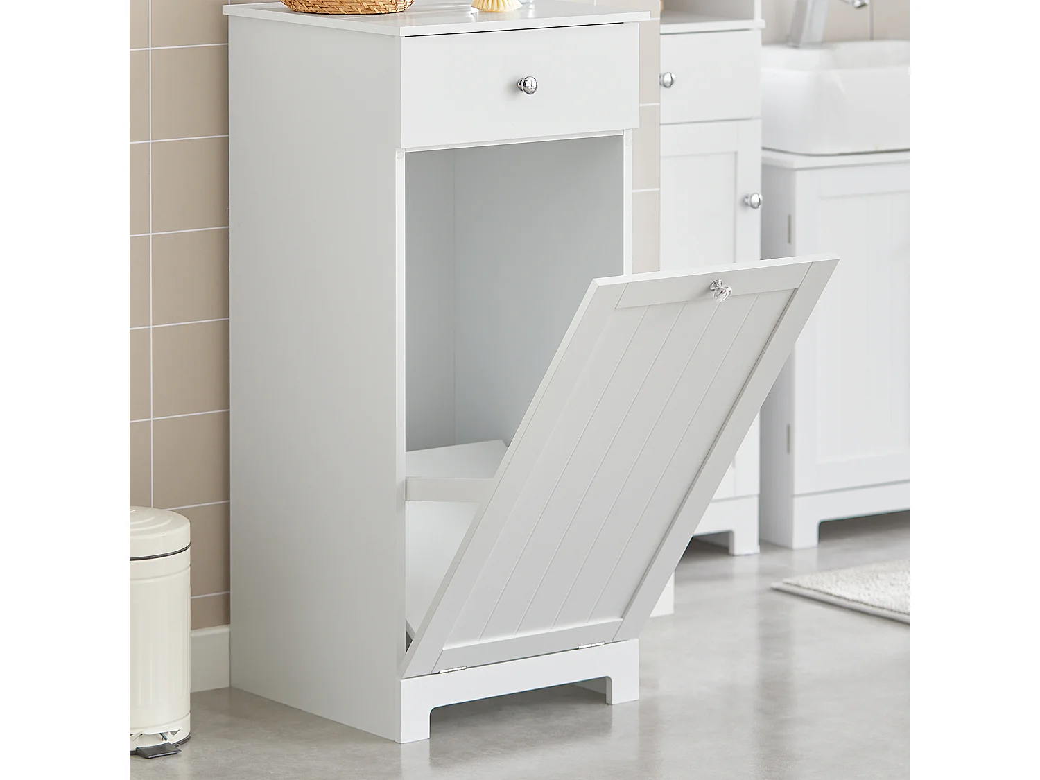 SoBuy armário alto de banheiro, armário alto para banheiro, armário de banheiro BZR21-W