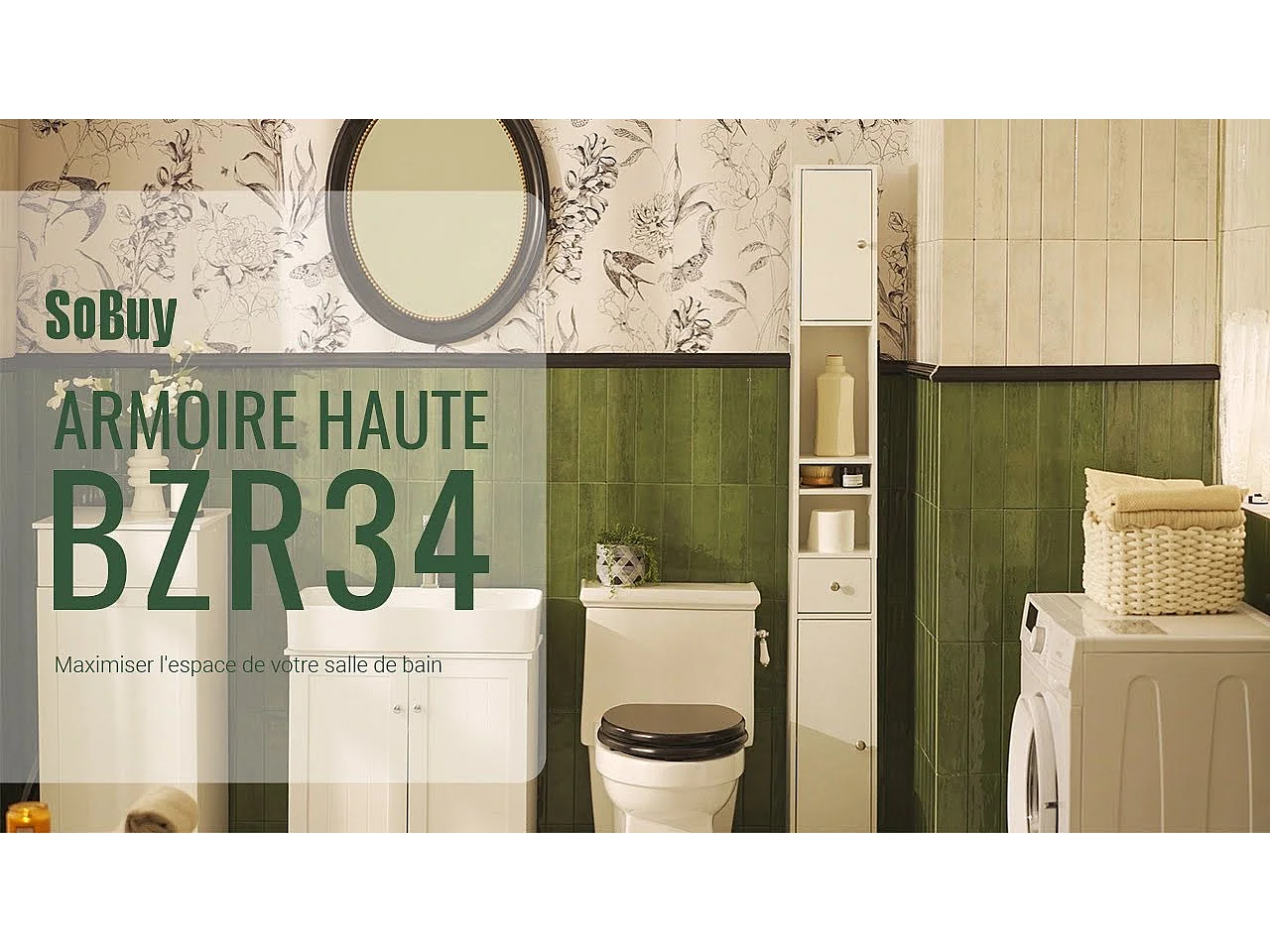 Meuble de Rangement Salle d Bain Meuble Colonne Armoire,L20xP20xH180cm, BZR34-W